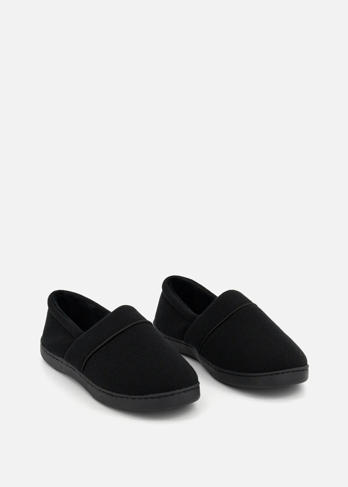 Ribbed Slippers - BLACK