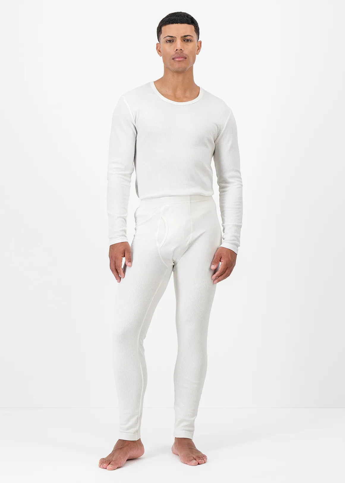 Ribbed Thermal Ultra Comfort Long Johns - WHITE