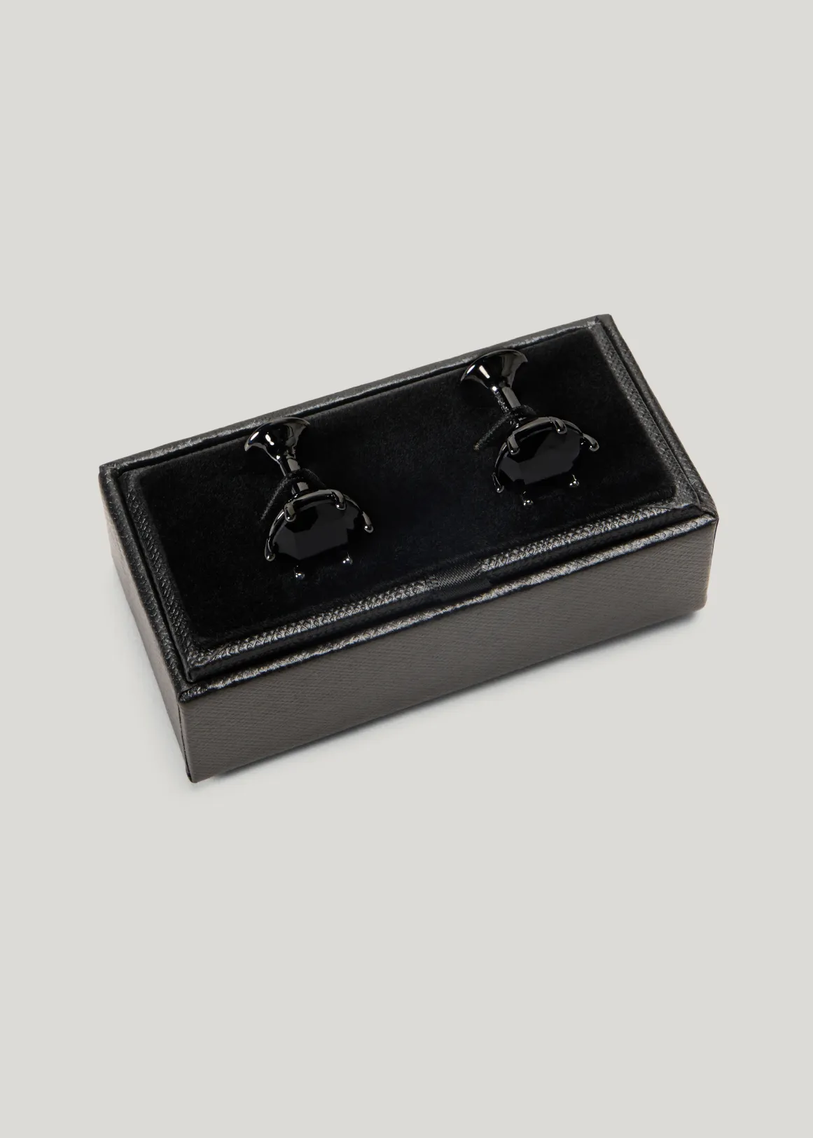 Round Crystal Cufflinks - GUNMETAL