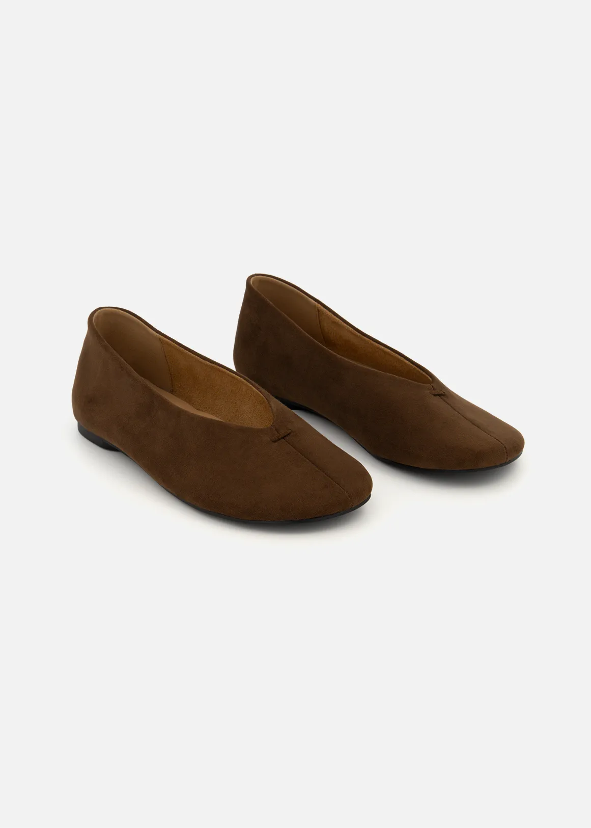 Round Toe Faux Suede Pumps - BROWN