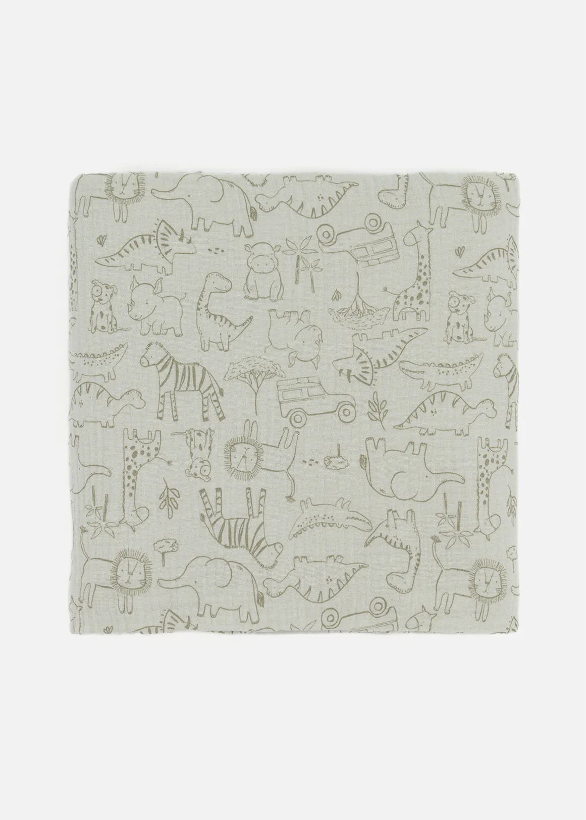 Safari Cotton Muslin Receiving Blanket - X GREEN