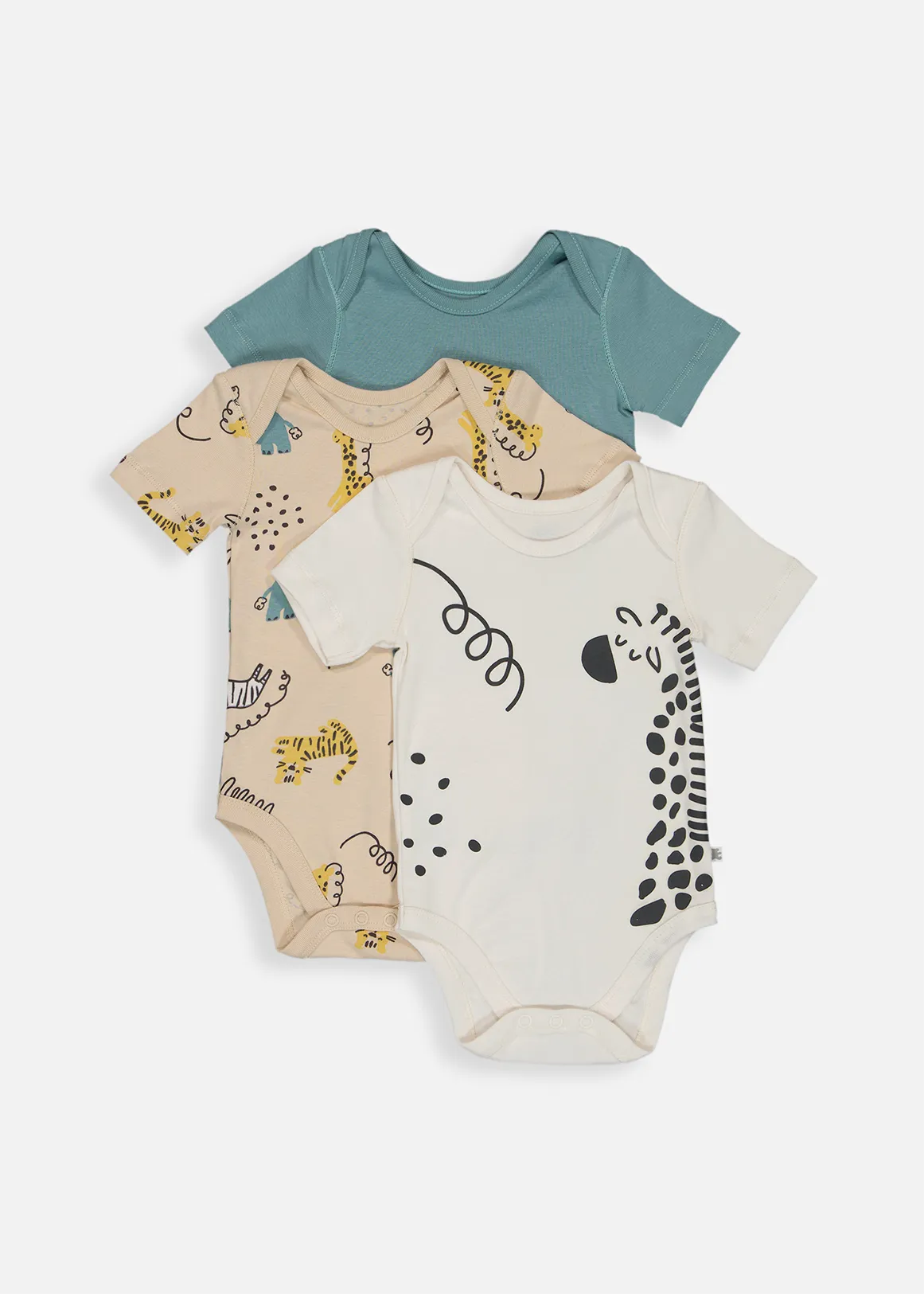 Safari Print Organic Cotton Bodyvests 3 Pack - X TEAL