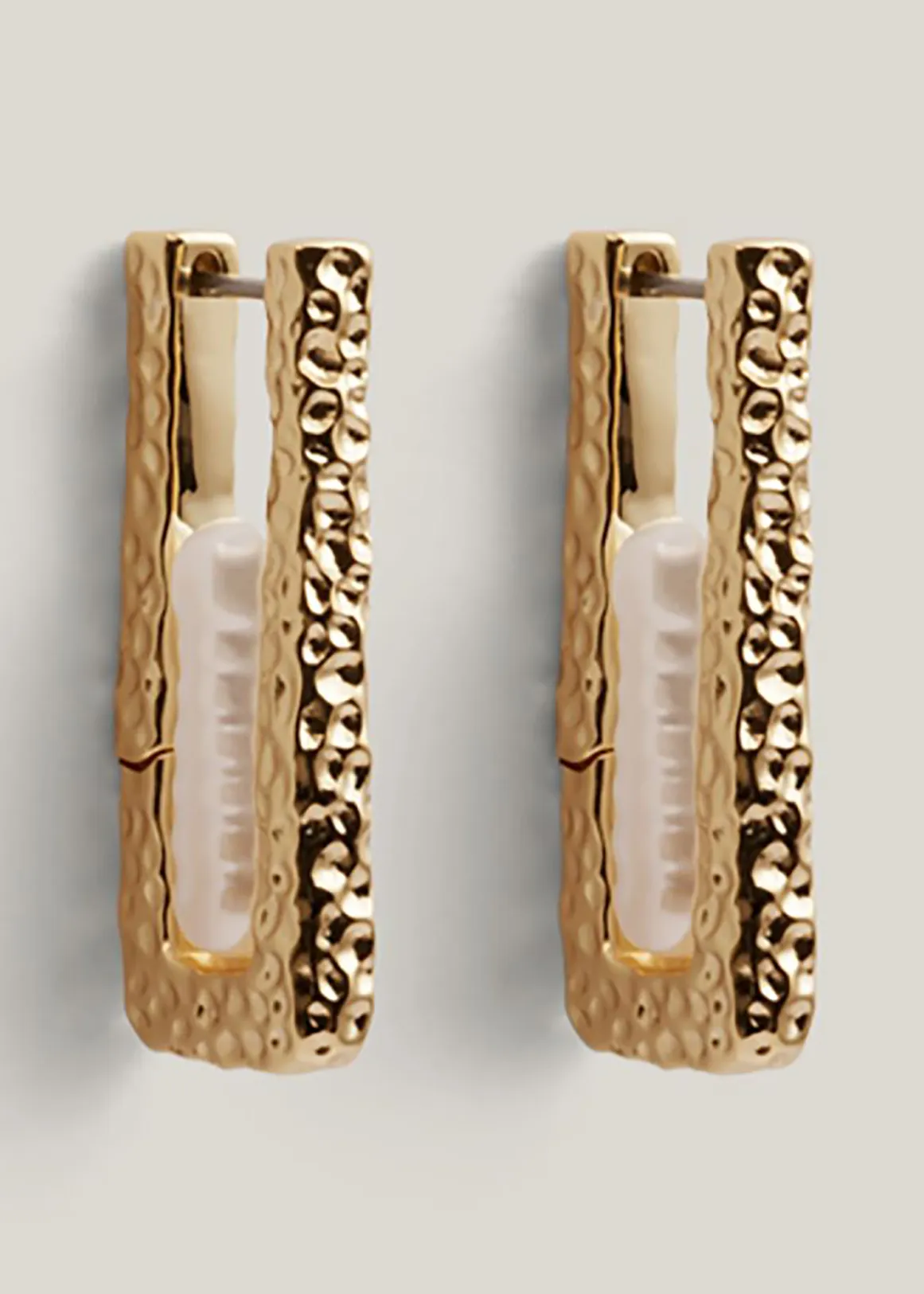 Sage Pearl Hoop Earrings - GOLD