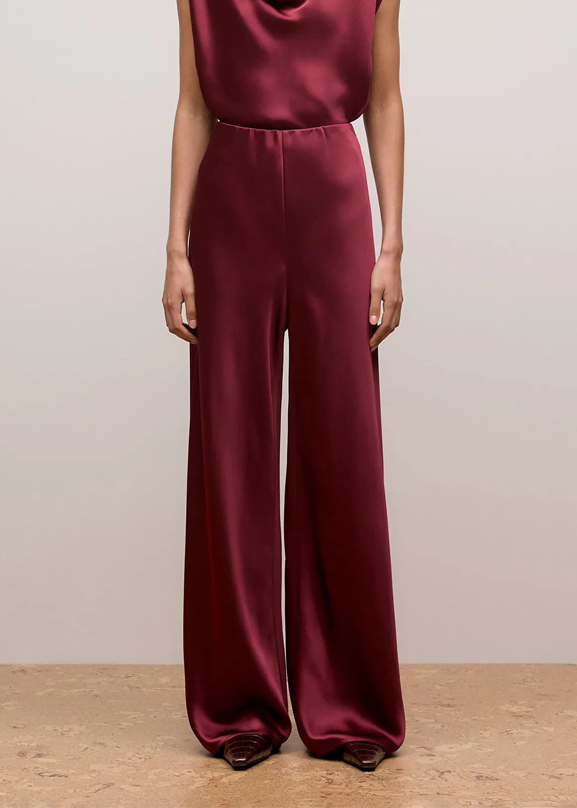 Satin Bias Cut Pant - AUBURN