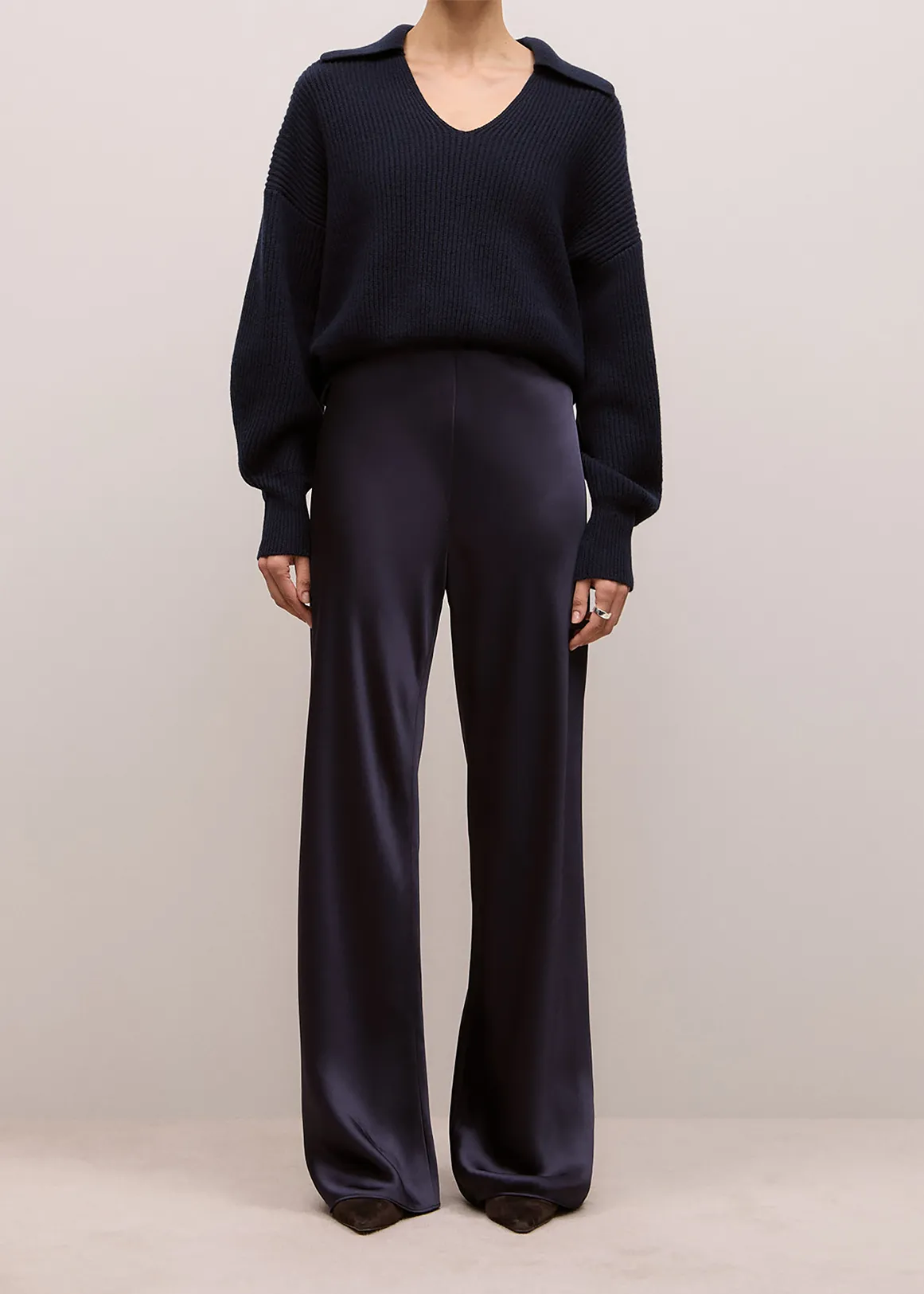 Satin Bias Cut Pant - Night Sky