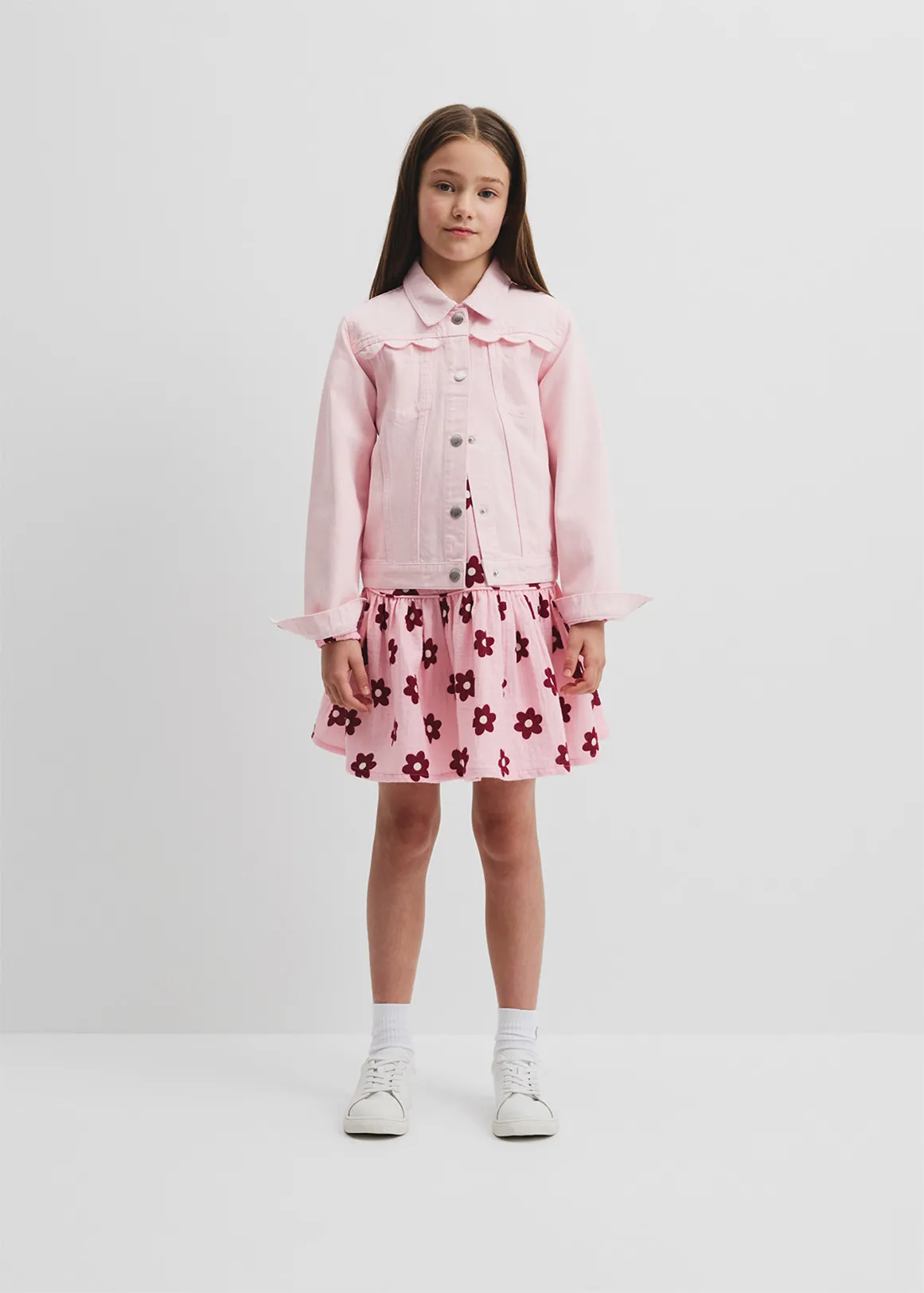 Scallop Denim Jacket - MINERAL PINK