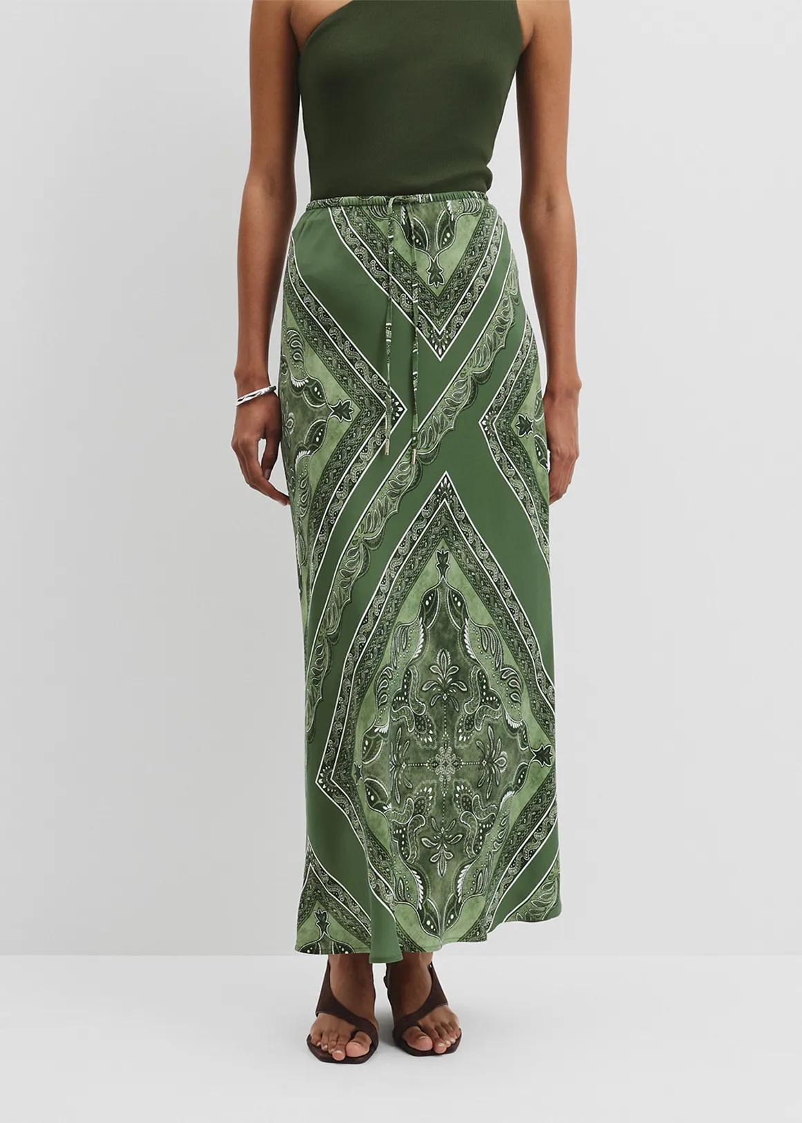 Scarf Cupro Skirt - FERN SCARF PRINT