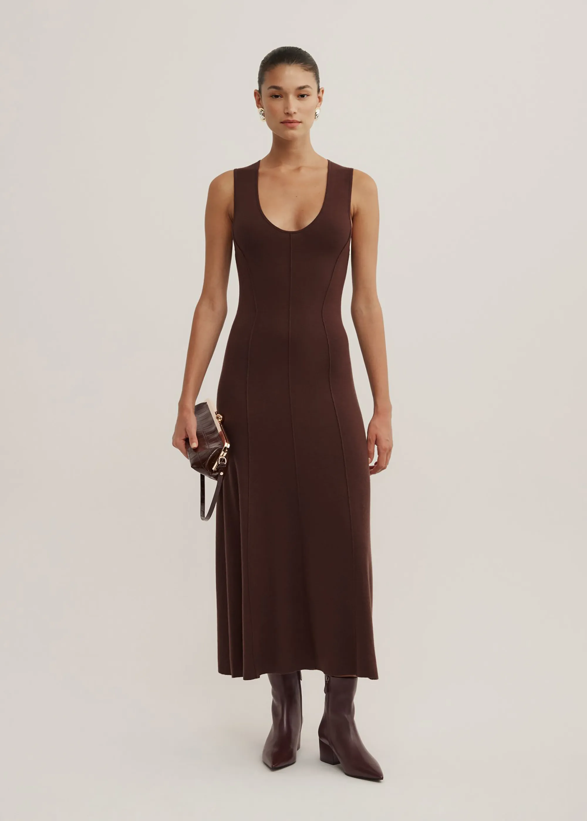 Scoop Knit Dress - ESPRESSO