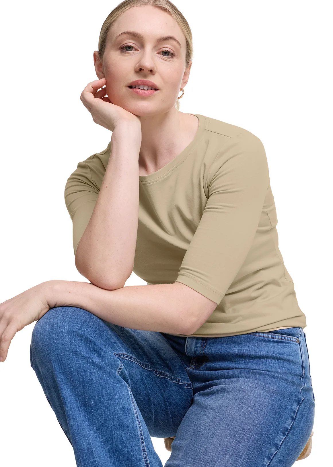 Scoop Neck Modal Blend T-shirt - STONE