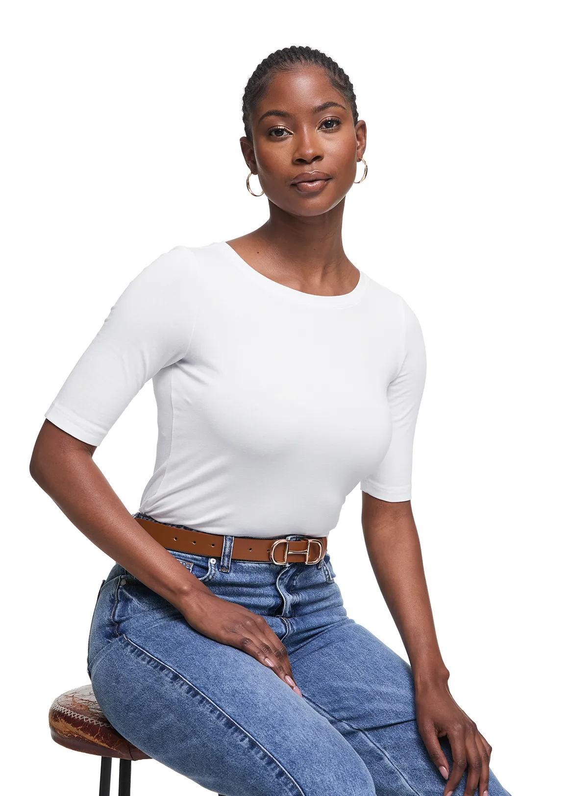 Scoop Neck Modal Blend T-shirt - WHITE