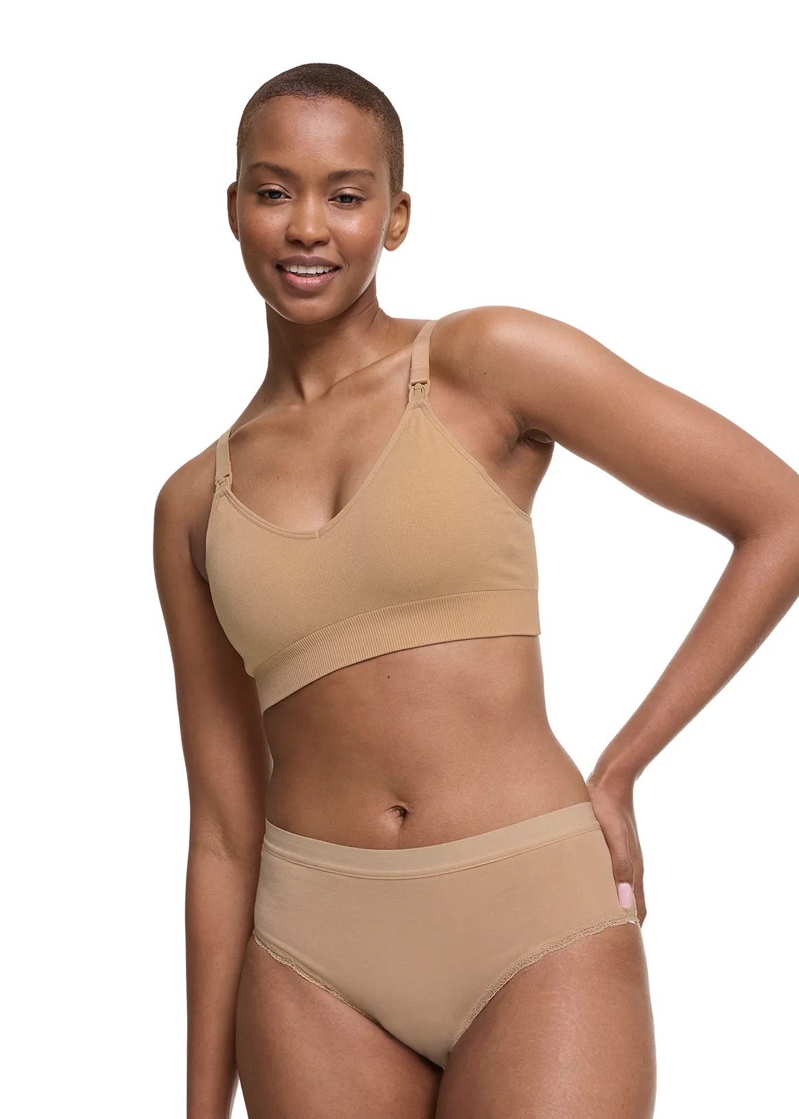 Seamless Non Wire Nursing Bra - BEIGE