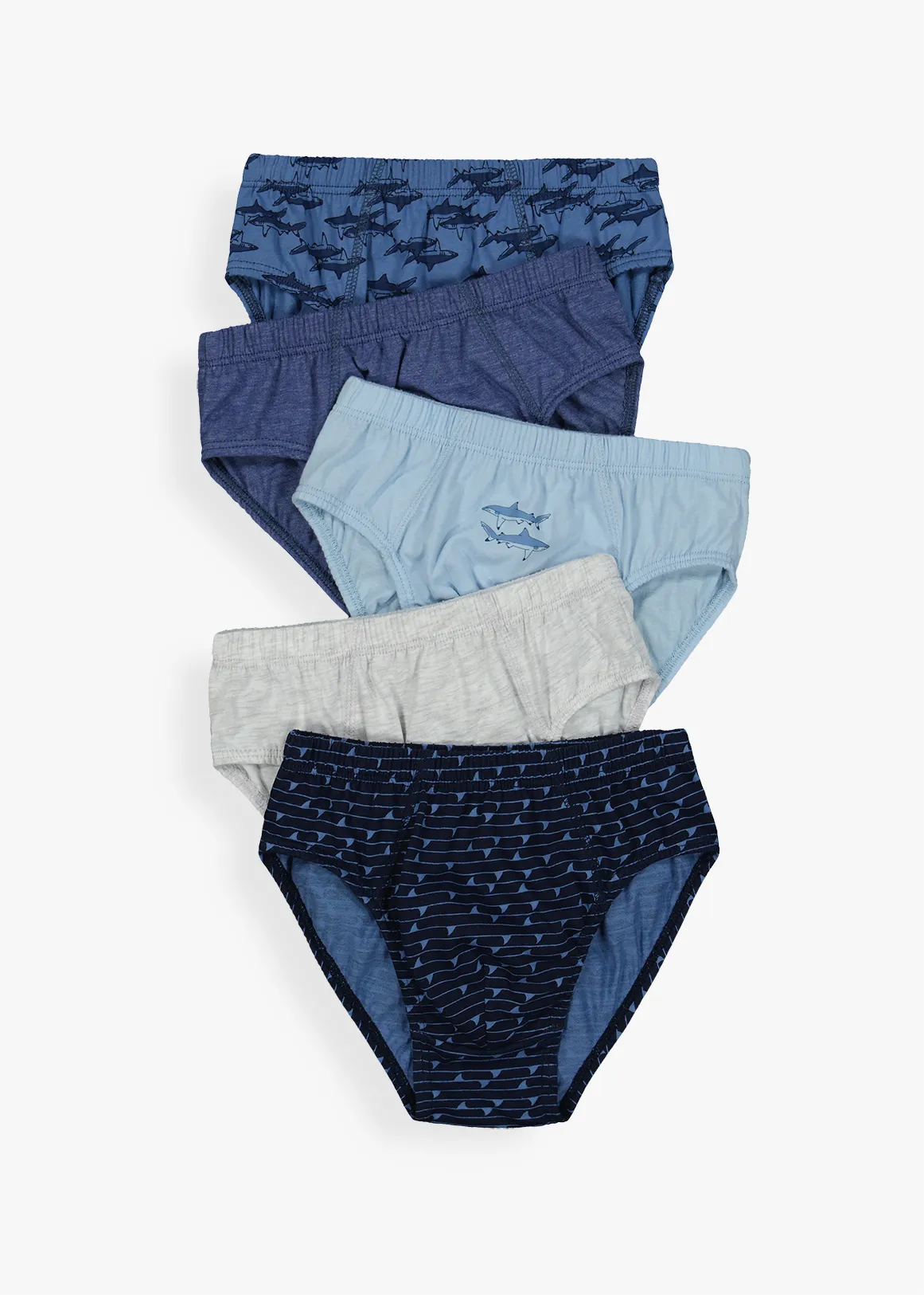 Shark Cotton Briefs 5 Pack - X BLUE