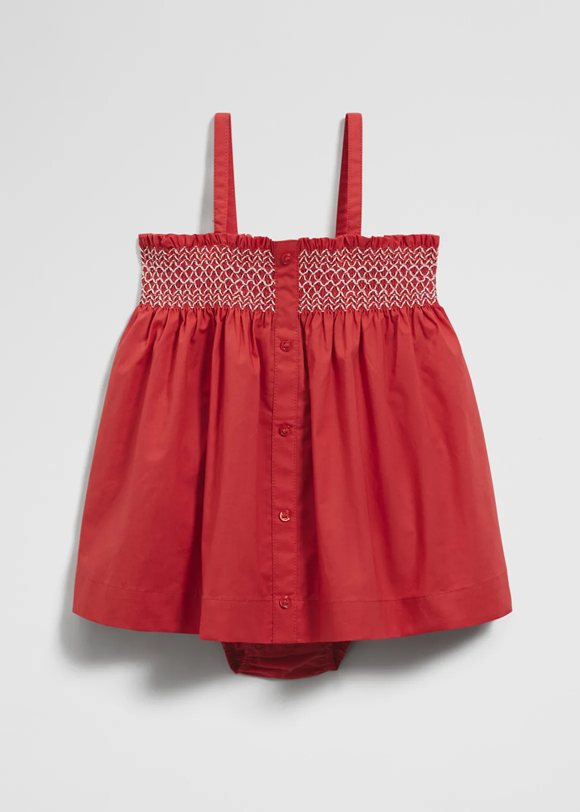 Shirred Romper Dress - CRANBERRY