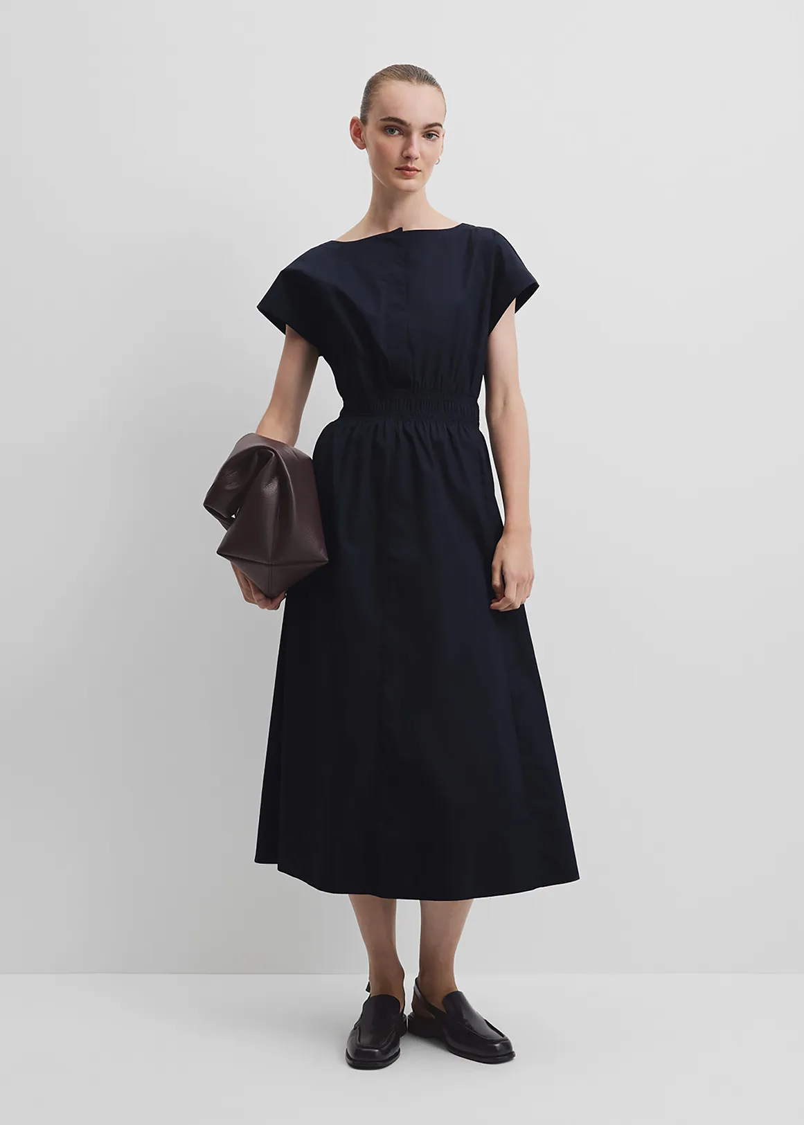 Shirred Waist Midi Dress - TWILIGHT1
