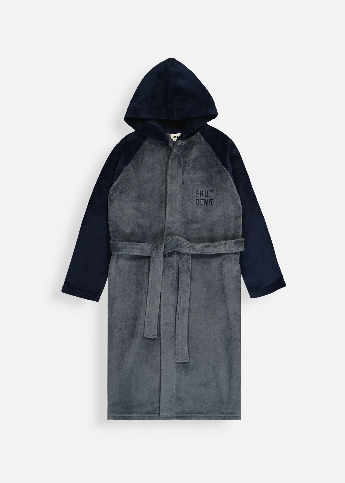 Shut Down Hooded Fleece Gown - X GREY