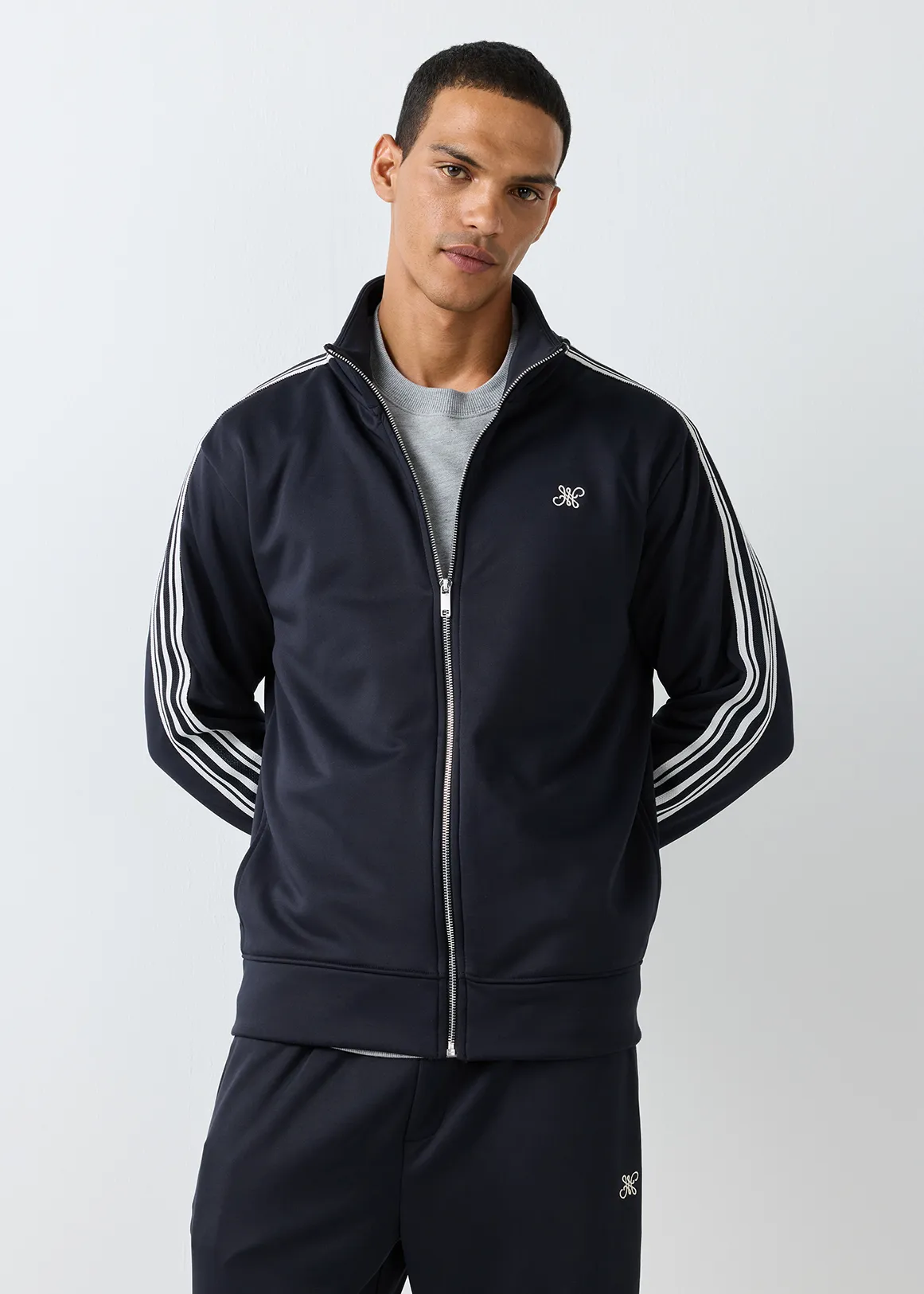 Side Stripe Fleece Track Top - X NAVY