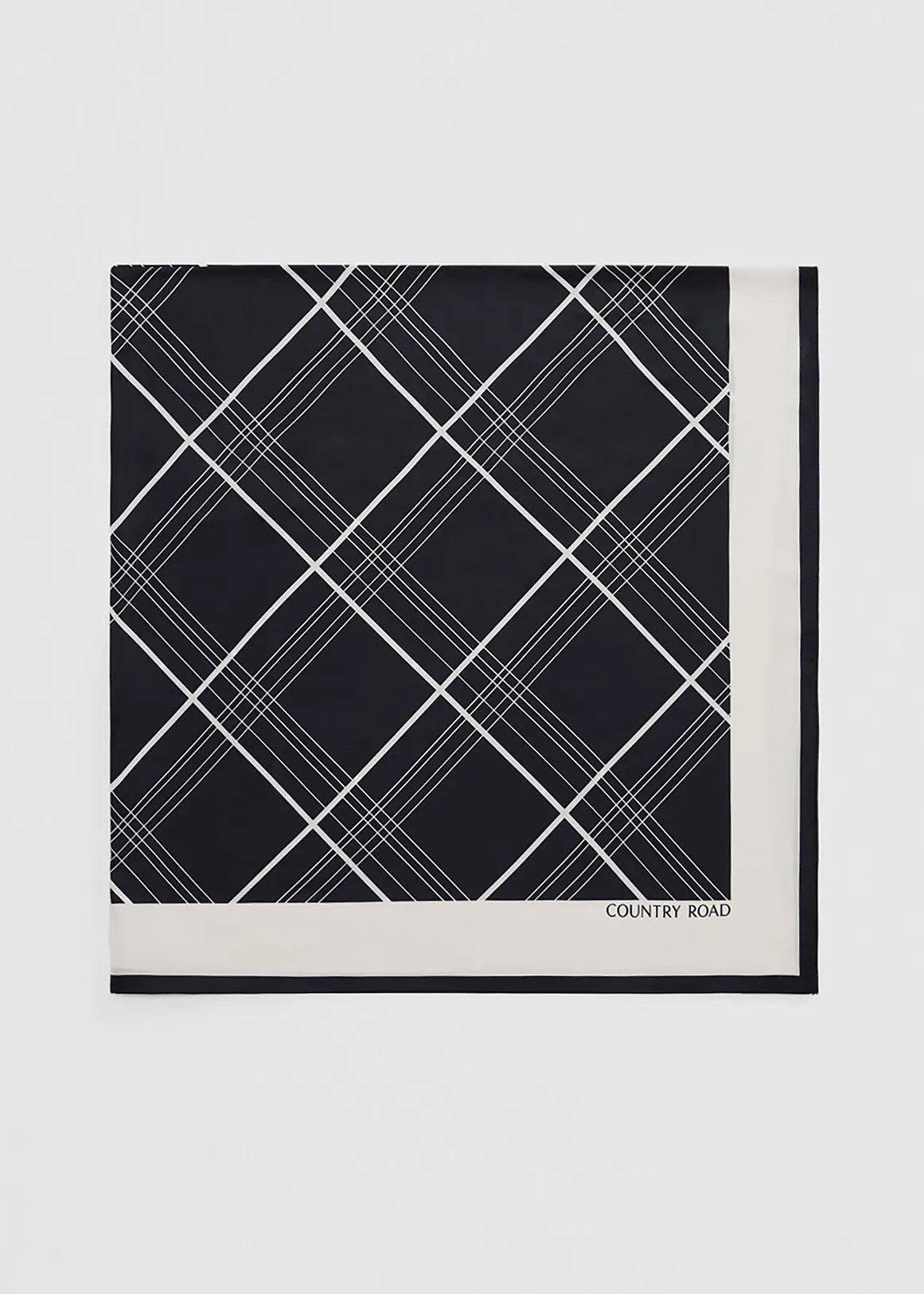 Silk Check Scarf - BLACK