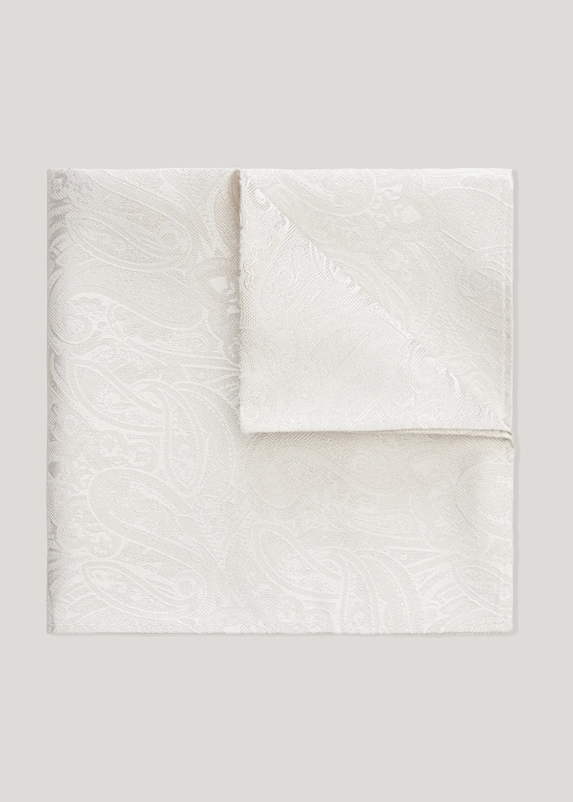 Silk Paisley Jacquard Pocket Square - IVORY