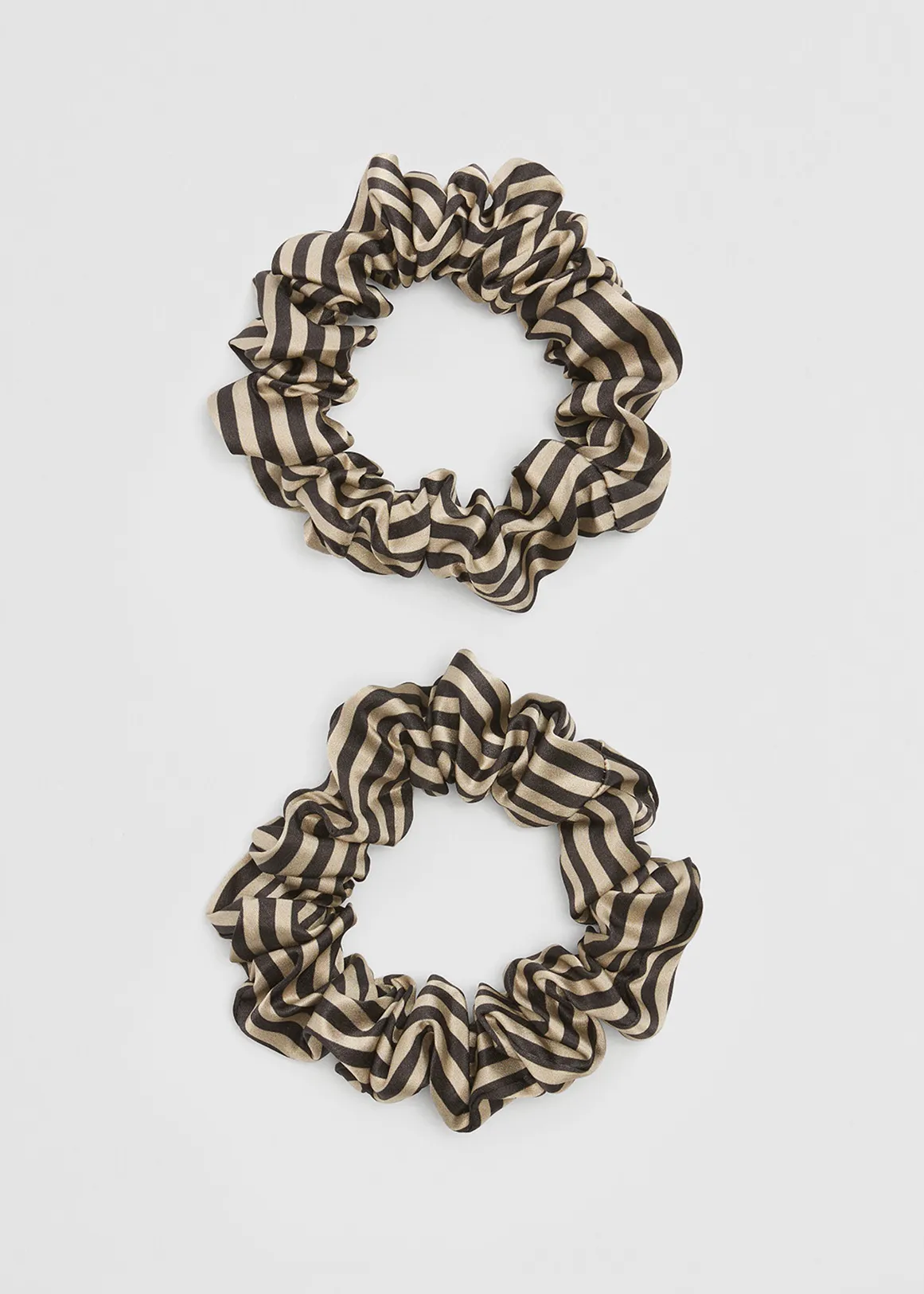 Silk Scrunchie Pack of 2 - CHARCOAL STRIPE
