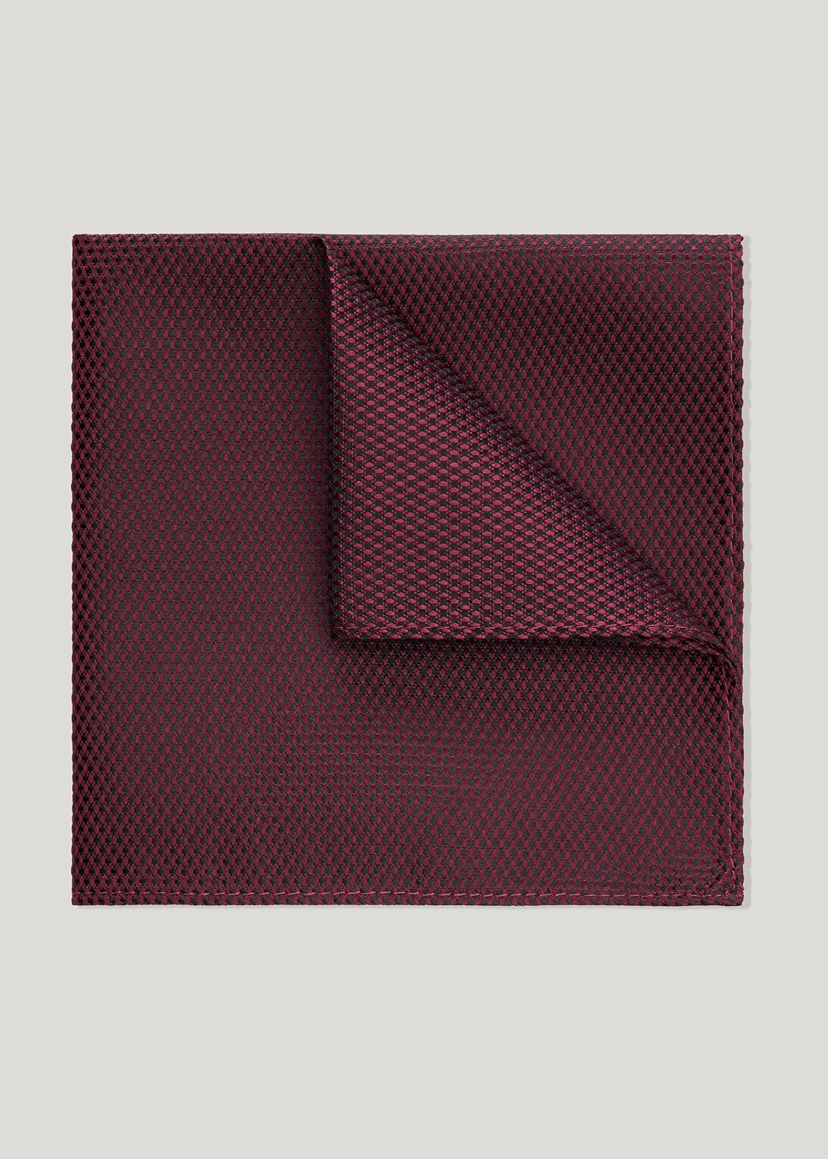 Silk Textured Two-Tone Pocket Square - BURGUNDY