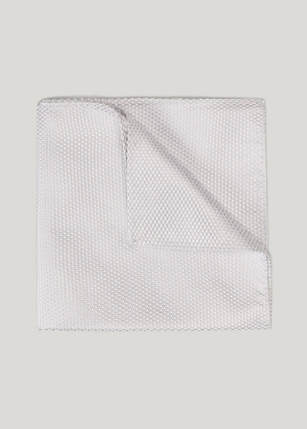 Silk Textured Two-Tone Pocket Square - STONE