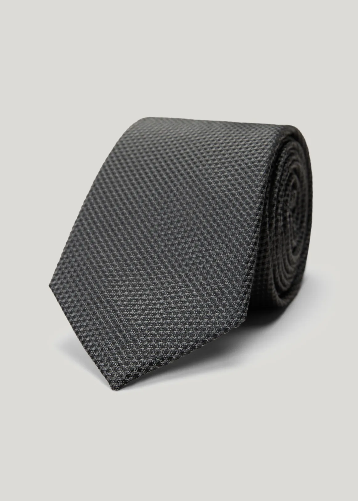 Silk Textured Two-tone Tie - CHARCOAL