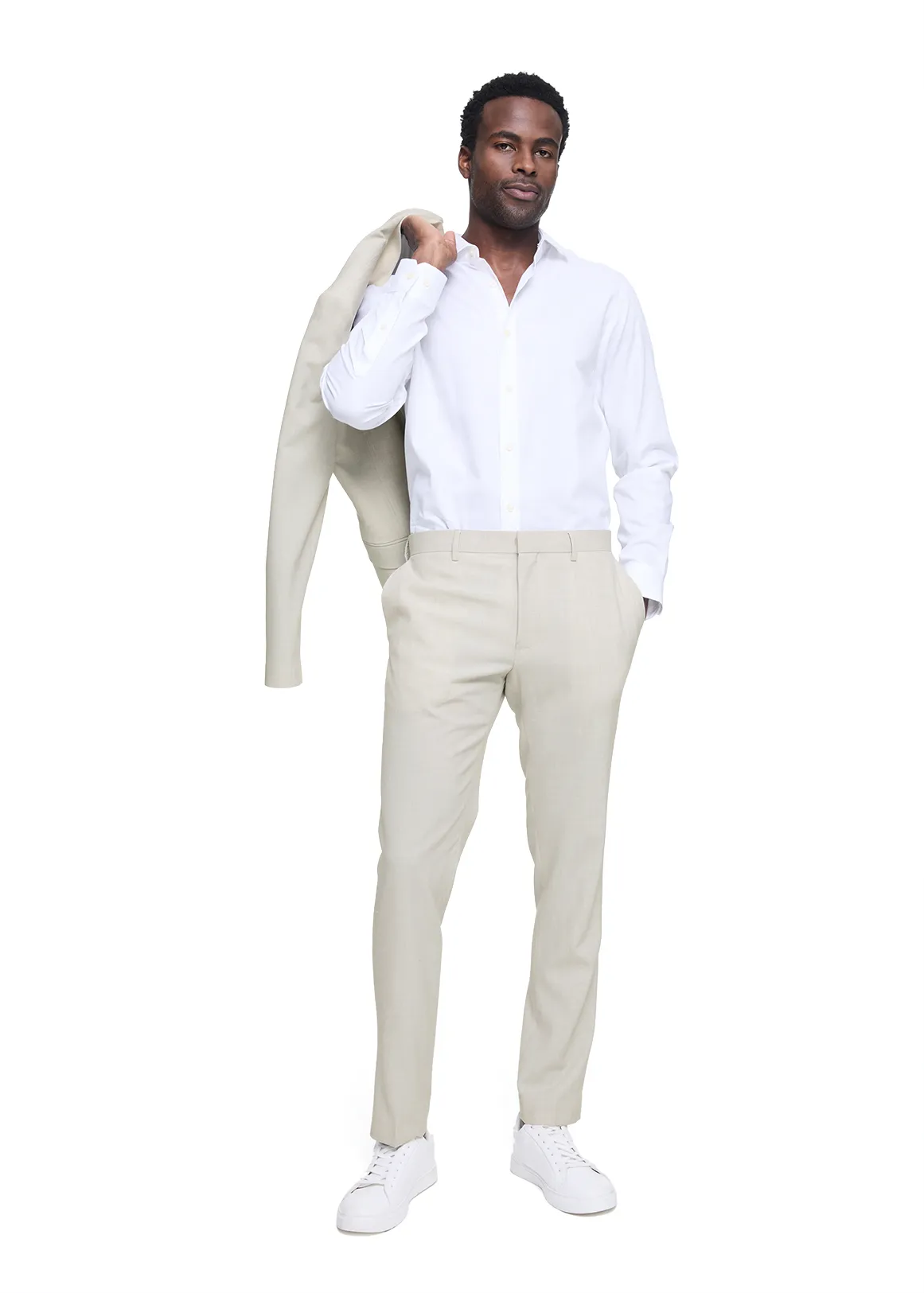 Silver Slim Fit Viscose Blend Suit Trousers