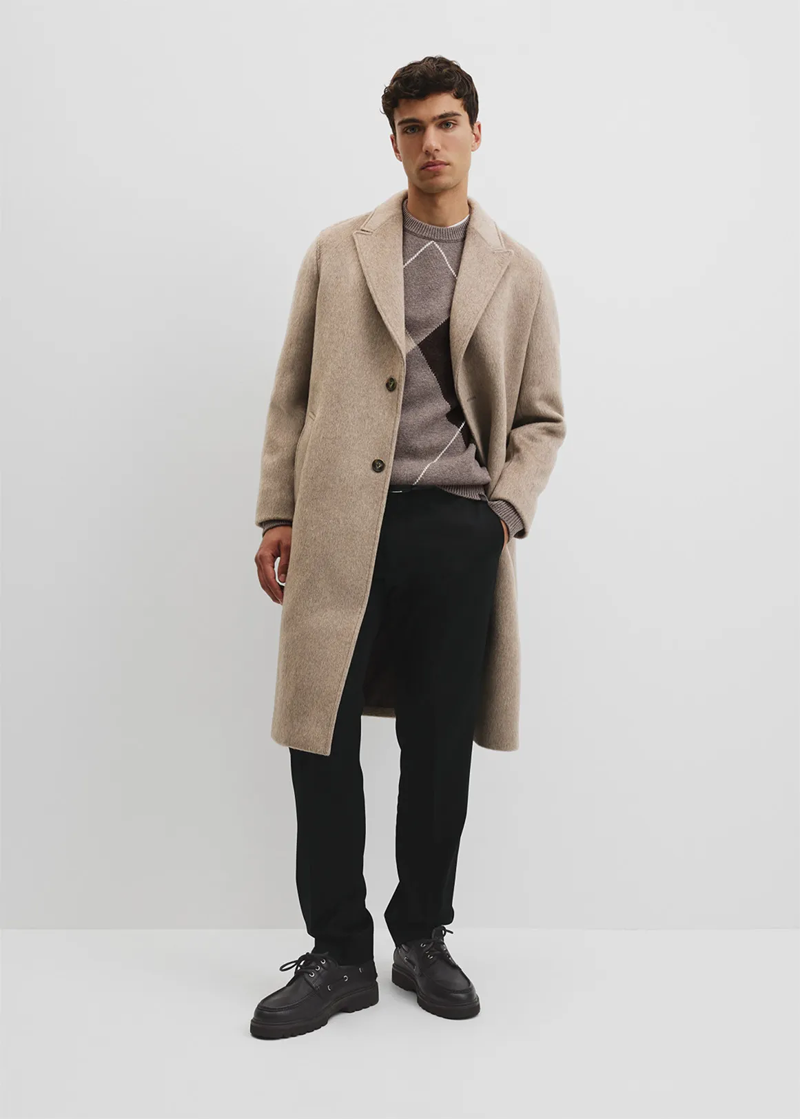 Single Breasted Tailored Overcoat - TAUPE