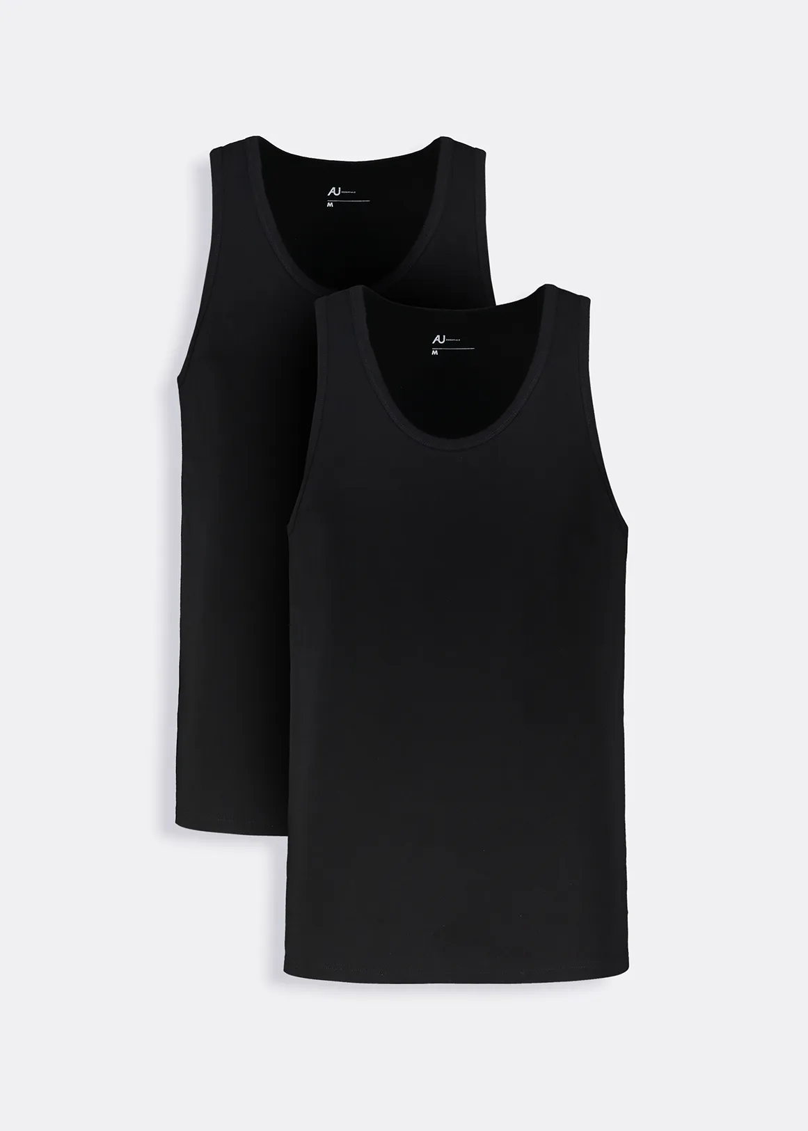 Sleeveless Cotton Vests 2 Pack - BLACK