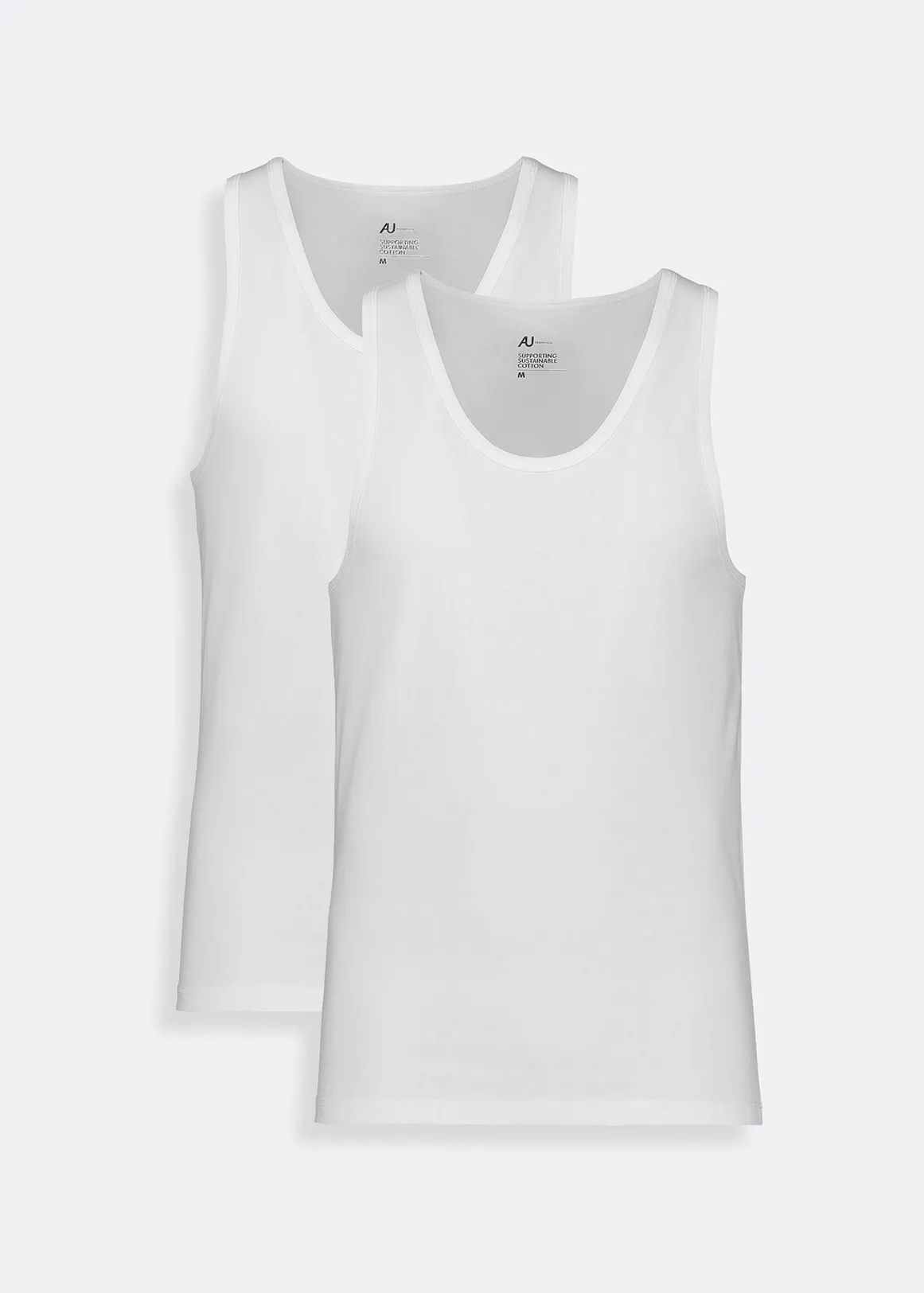 Sleeveless Cotton Vests 2 Pack - WHITE