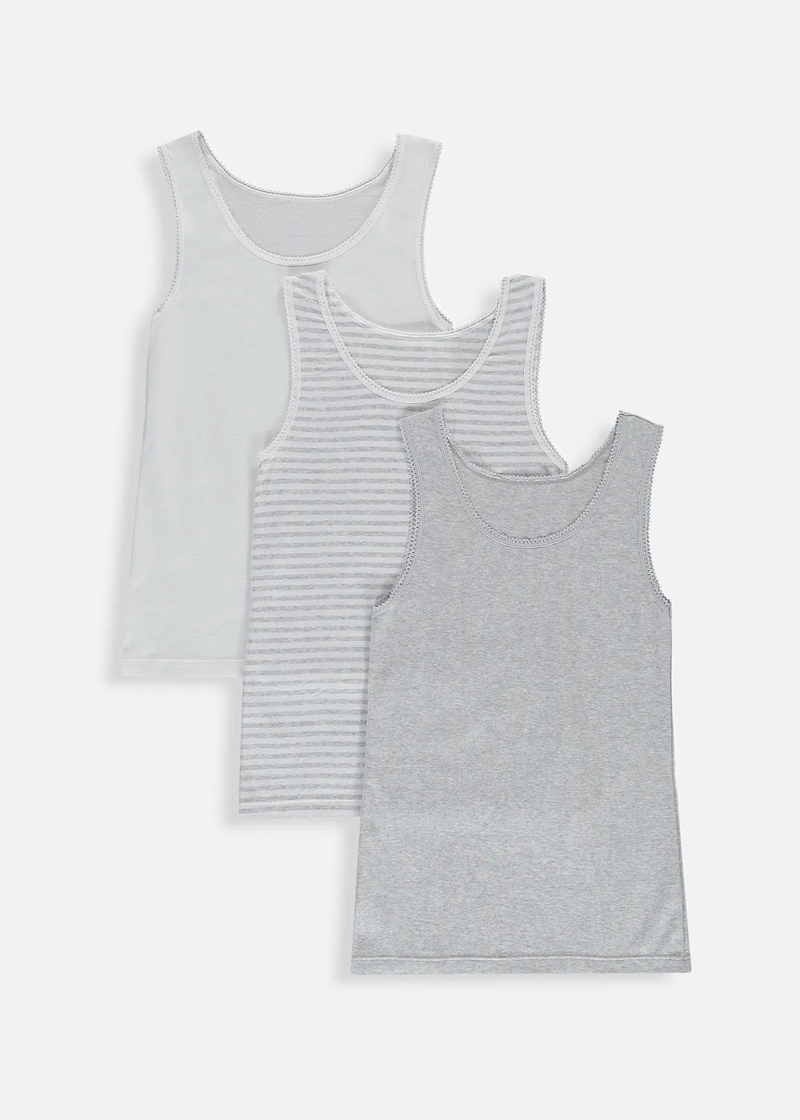 Sleeveless Cotton Vests 3 Pack - GREY