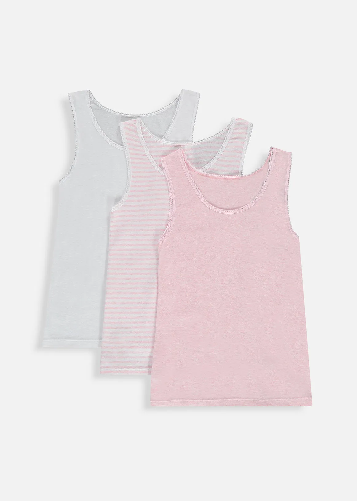 Sleeveless Cotton Vests 3 Pack - PINK