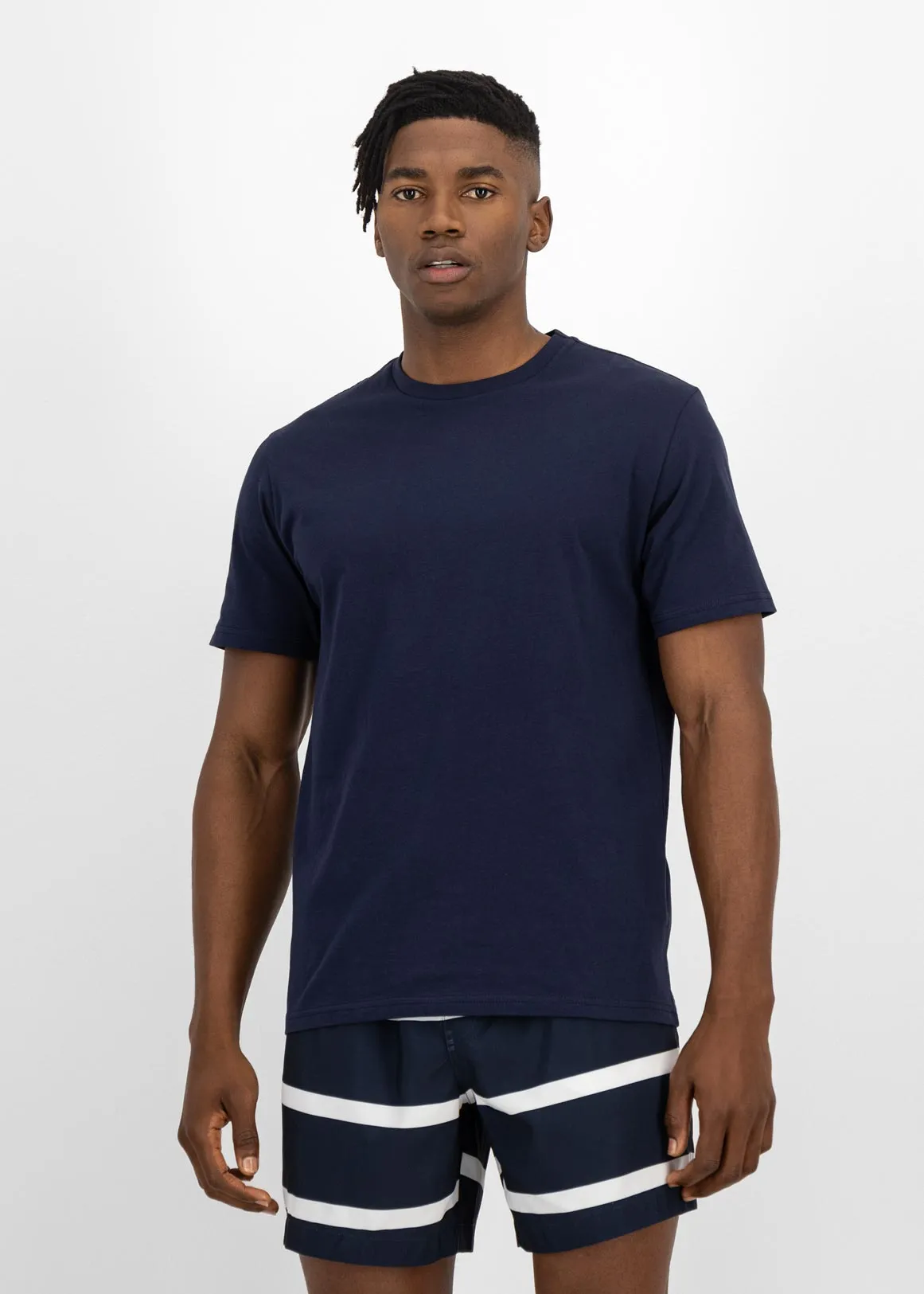 Slim Fit Crew Neck Cotton T-shirt - NAVY