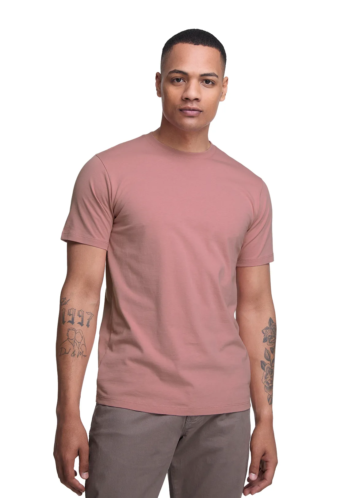 Slim Fit Crew Neck Cotton T-shirt - PINK