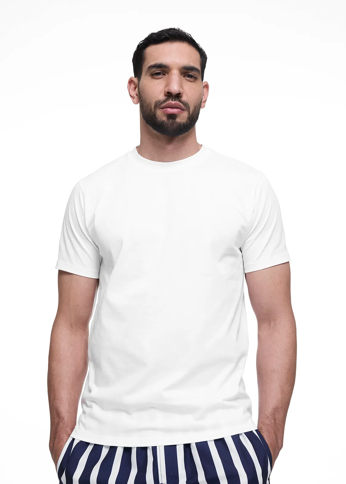Slim Fit Crew Neck Cotton T-shirt - WHITE