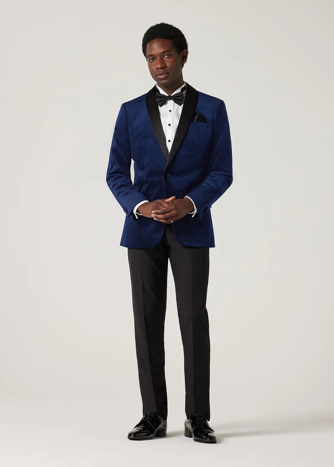 Slim Fit Detachable Shawl Collar Velvet Tuxedo Jacket - DARK NAVY