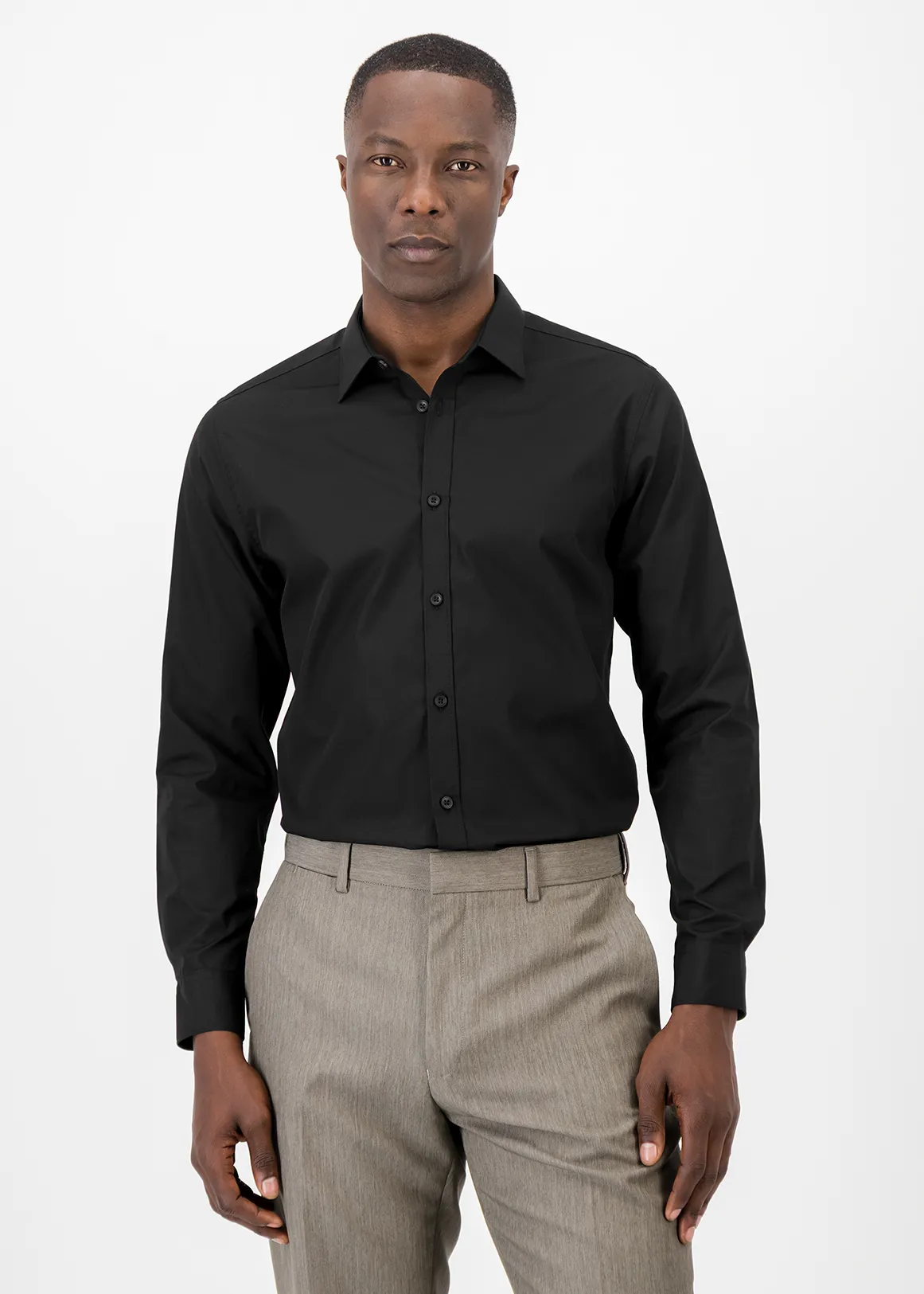 Slim Fit Easy Care Cotton Blend Colour Shirt - BLACK