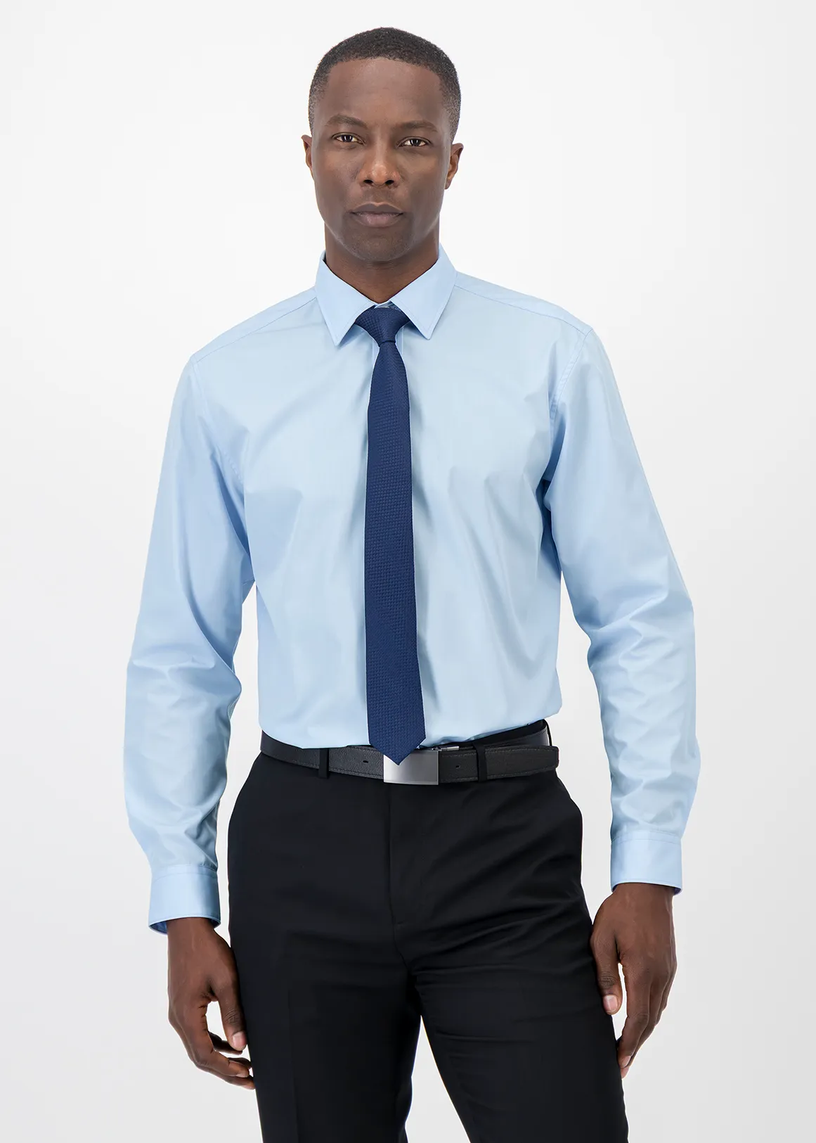 Slim Fit Easy Care Cotton Blend Colour Shirt - LIGHT BLUE