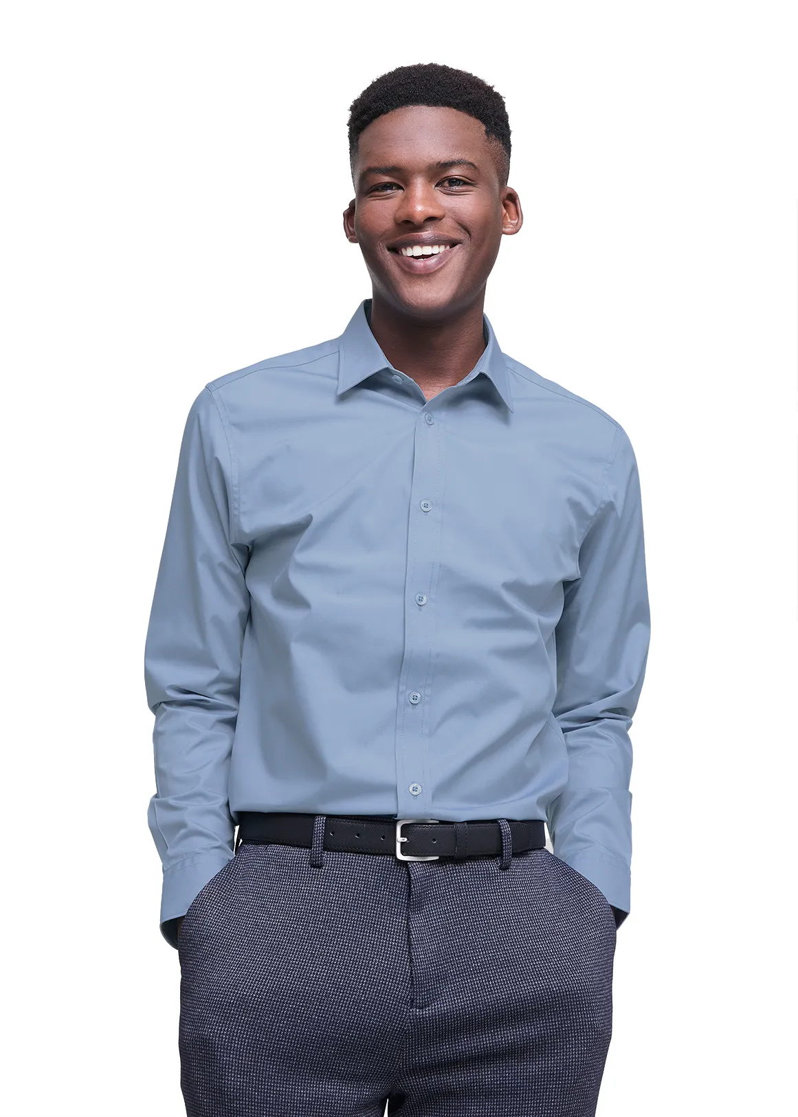 Slim Fit Easy Care Plain Shirt - DARK BLUE