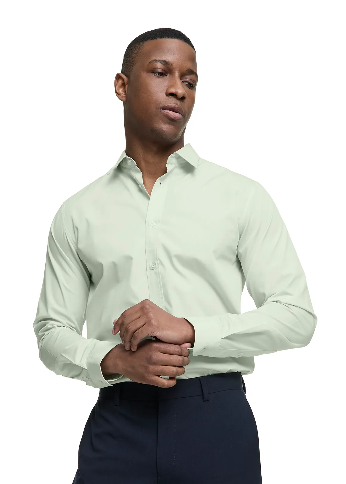 Slim Fit Easy Care Plain Shirt - GREEN