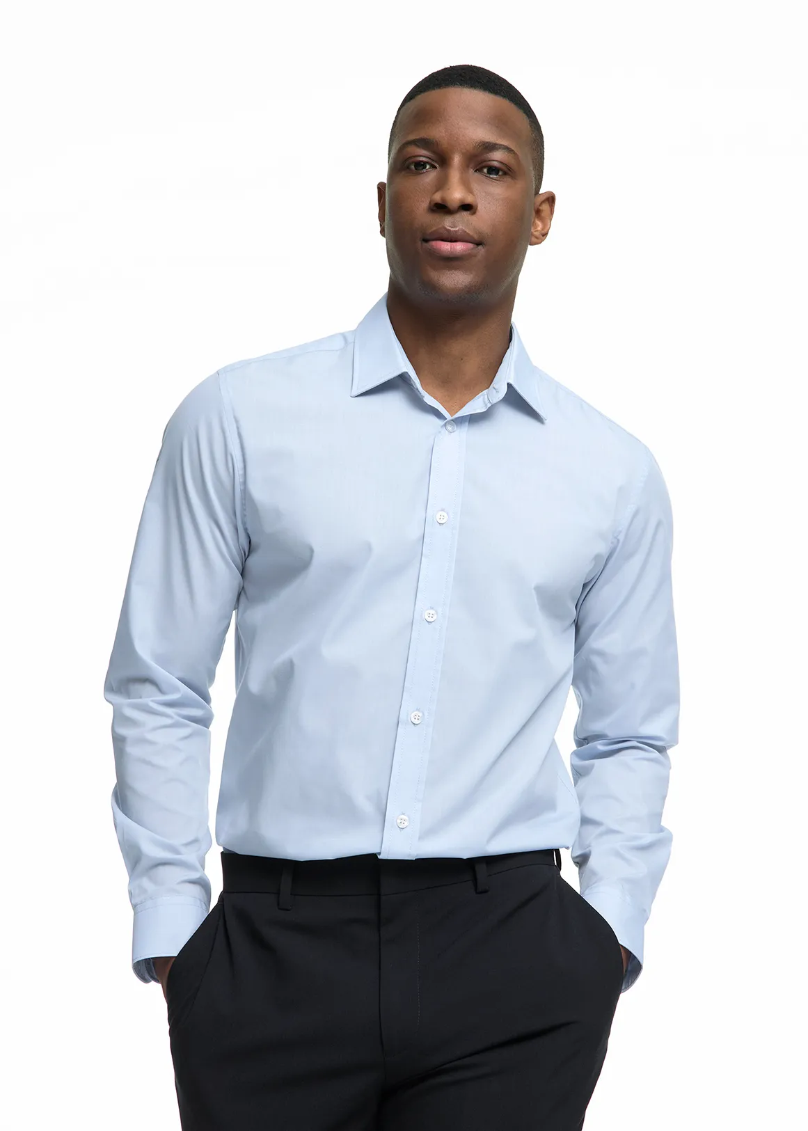 Slim Fit Easy Care Plain Shirt - LIGHT BLUE