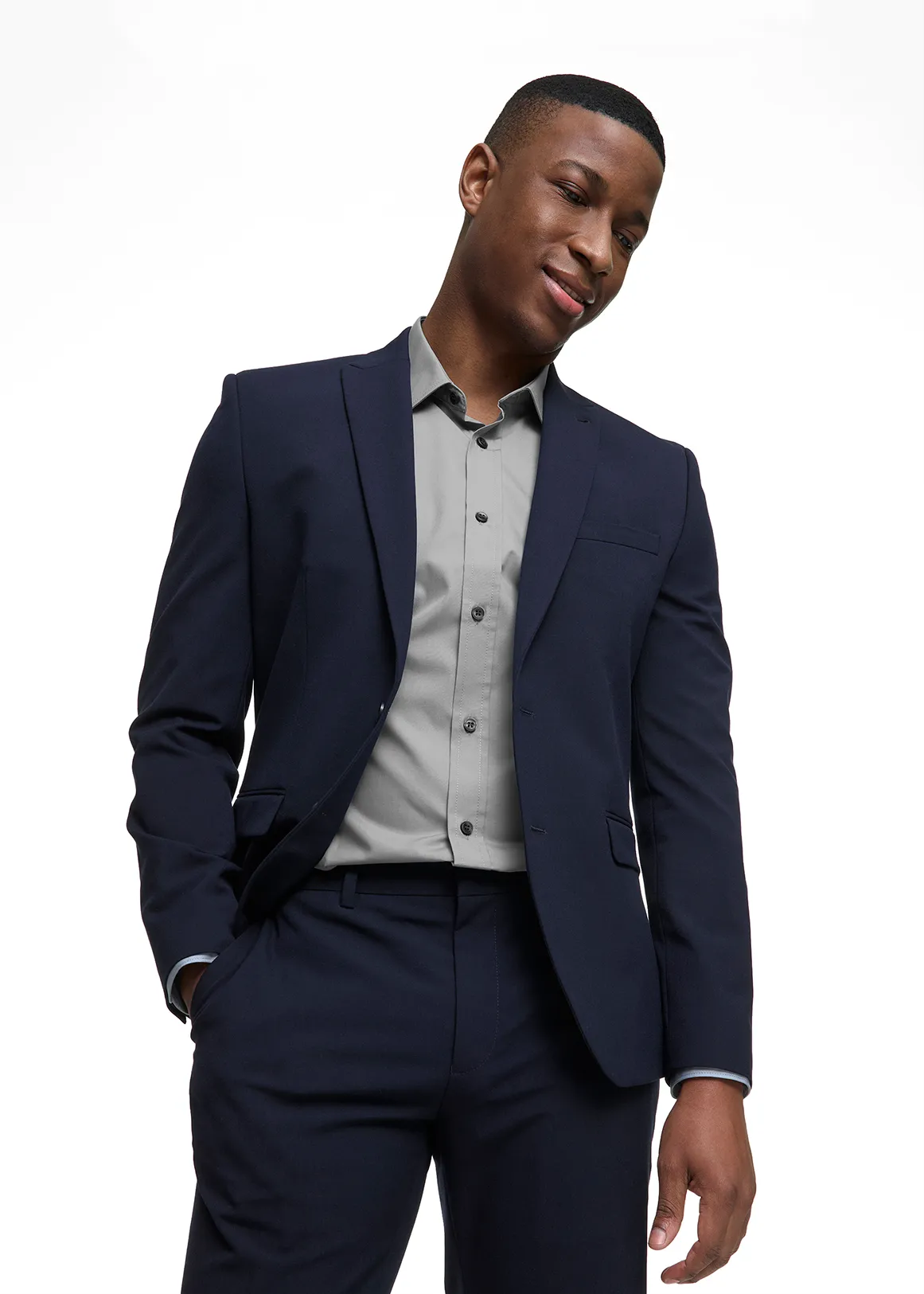 Slim Fit Easy Care Plain Shirt - SILVER
