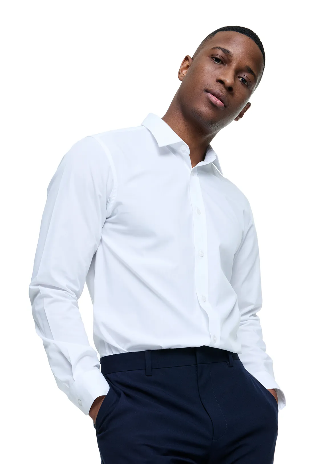 Slim Fit Easy Care Plain Shirt - WHITE