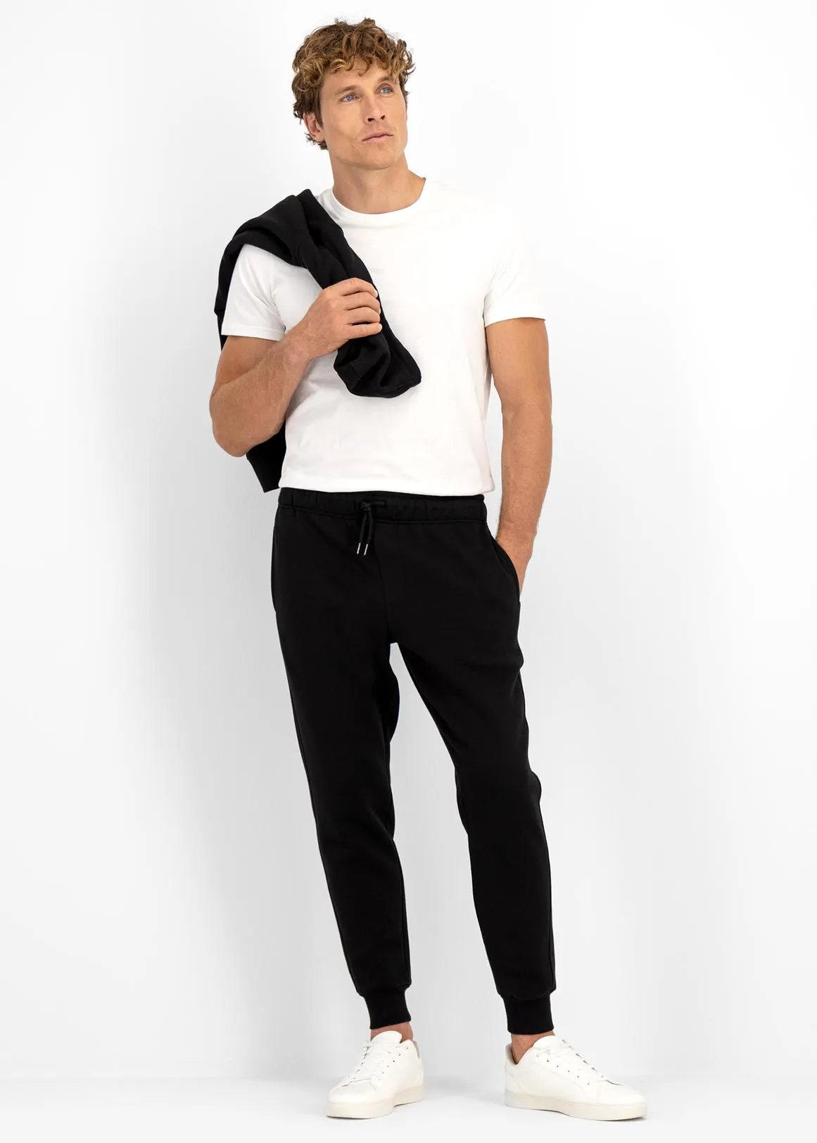 Slim Fit Fleece Joggers - BLACK