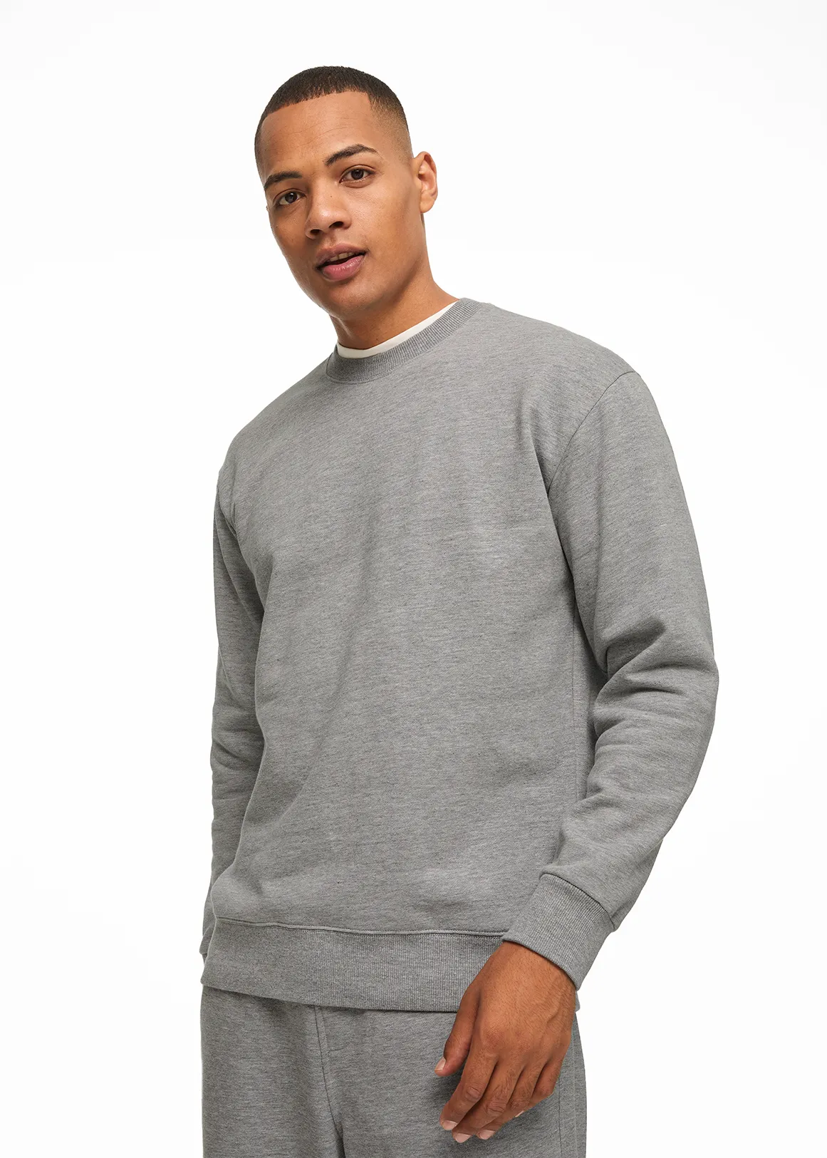 Slim Fit Fleece Sweatshirt - GREY MELANGE