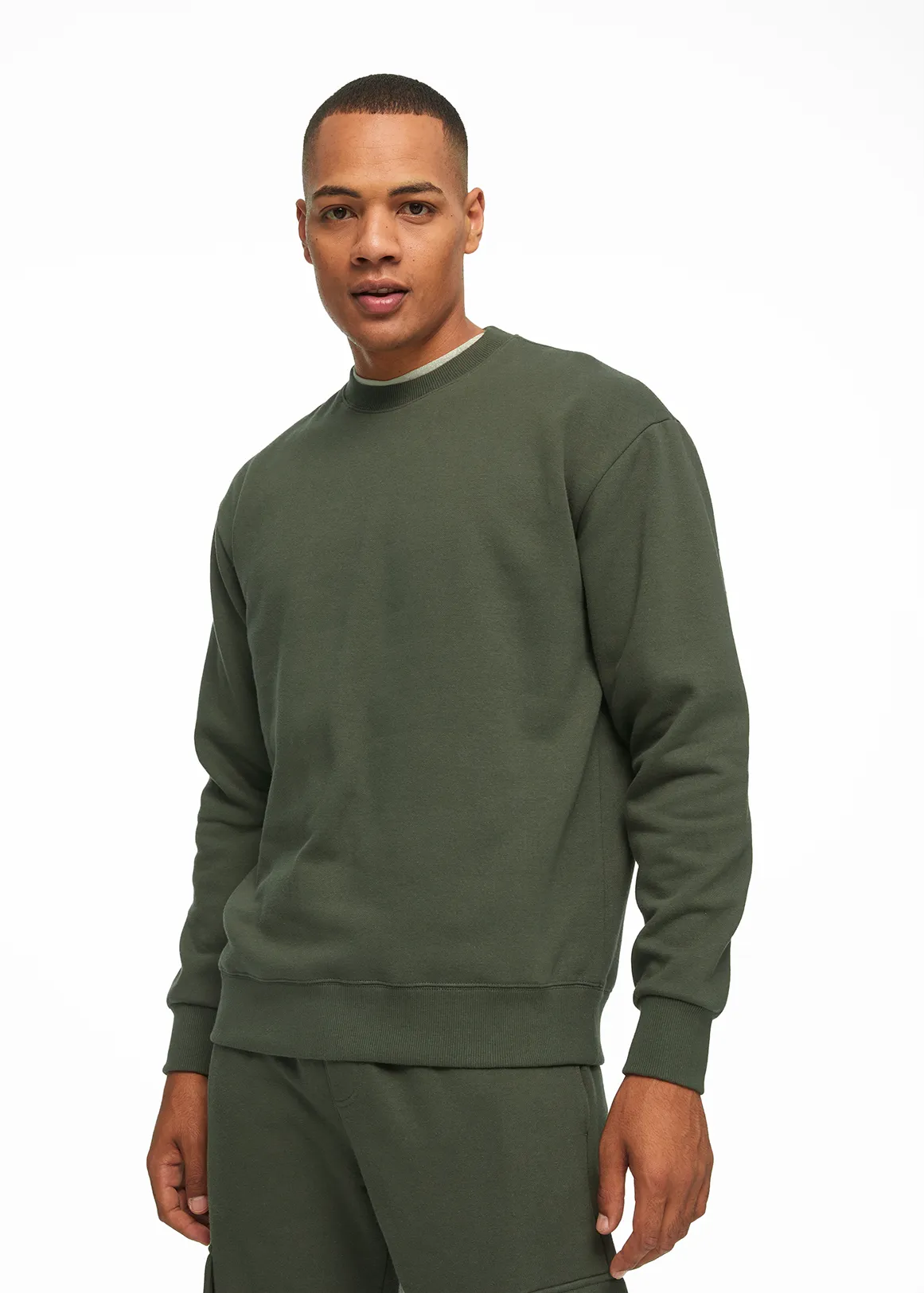 Slim Fit Fleece Sweatshirt - KHAKI