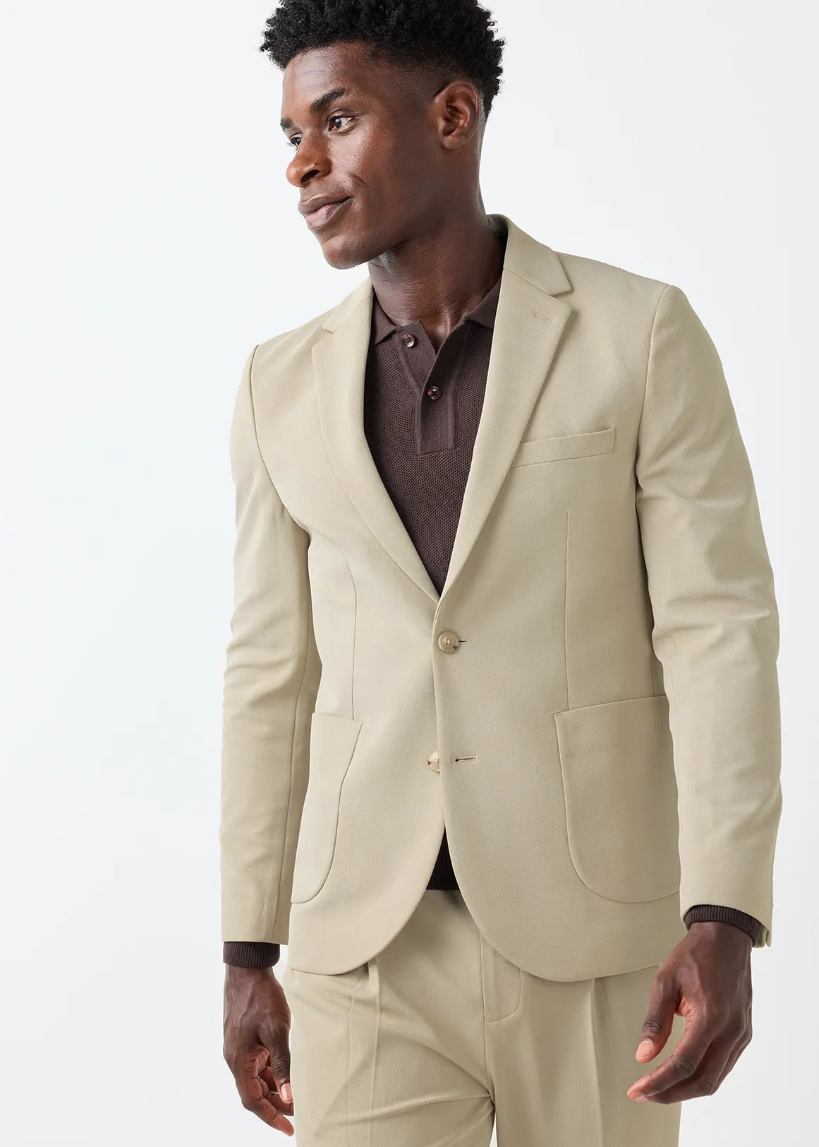 Slim Fit Flex Comfort Stretch Blazer - NATURAL
