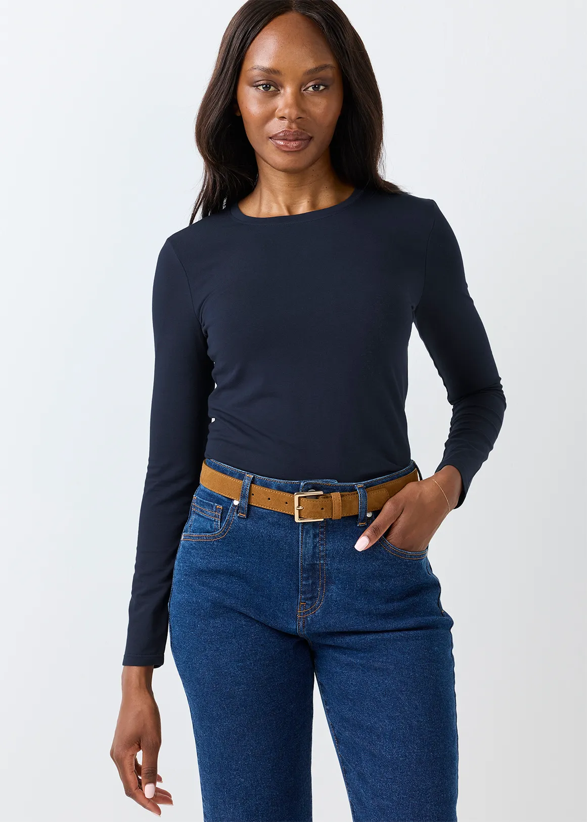 Slim Fit Modal Blend T-shirt - NAVY