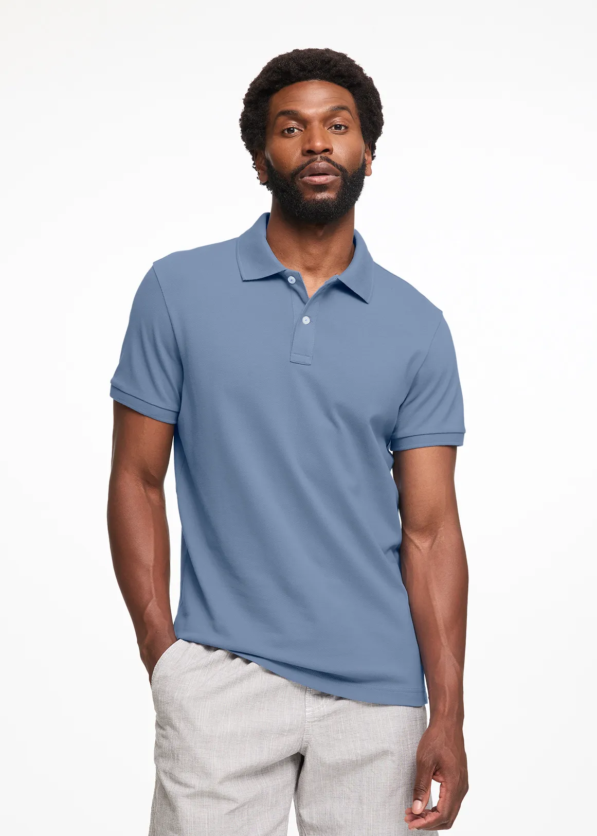 Slim Fit Pique Golfer - BLUE