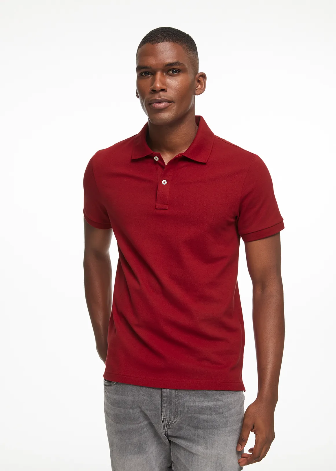 Slim Fit Pique Golfer - DARK RED